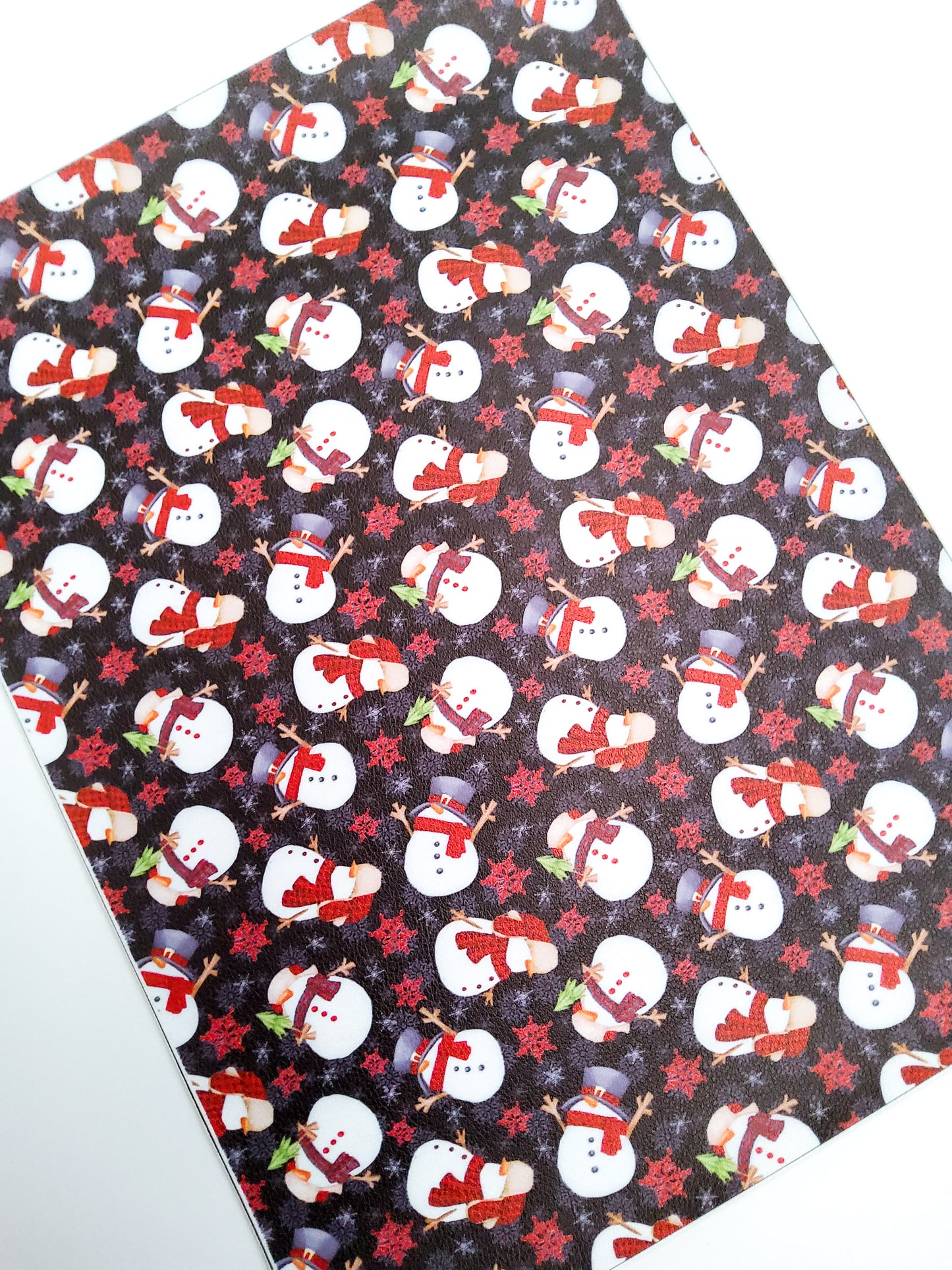 Snowman Black 9x12 faux leather sheet