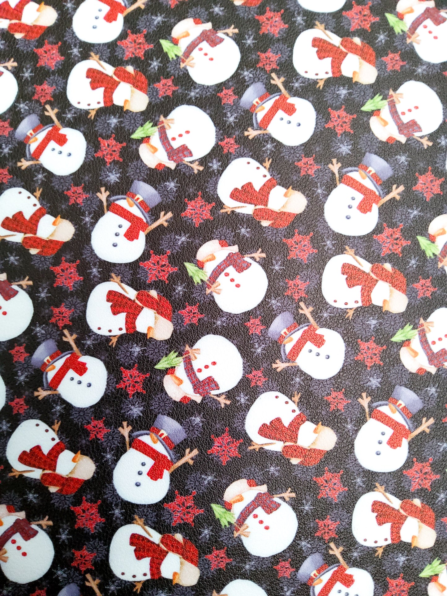 Snowman Black 9x12 faux leather sheet