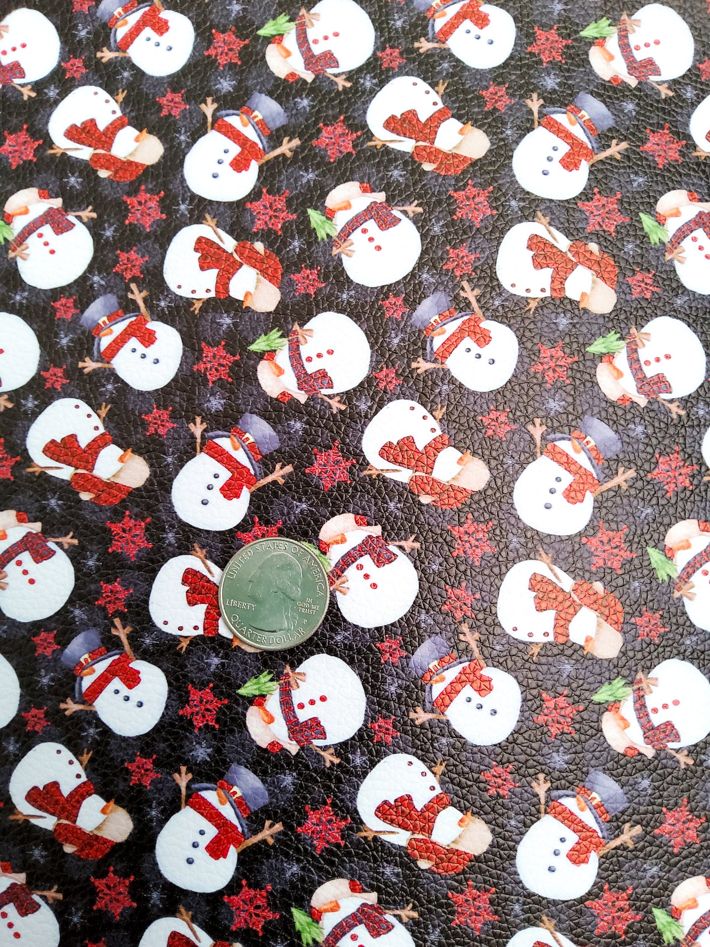 Snowman Black 9x12 faux leather sheet