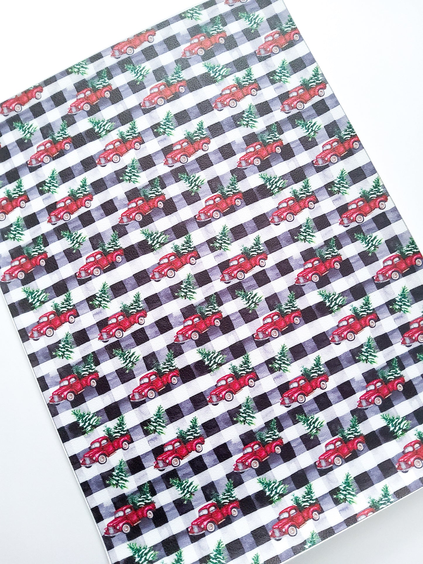 Christmas Trucks 9x12 faux leather sheet