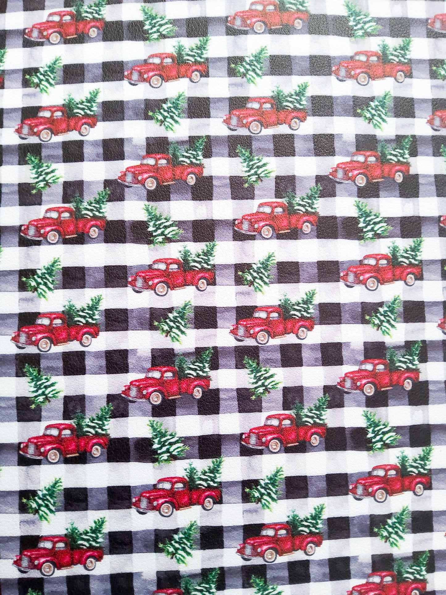 Christmas Trucks 9x12 faux leather sheet