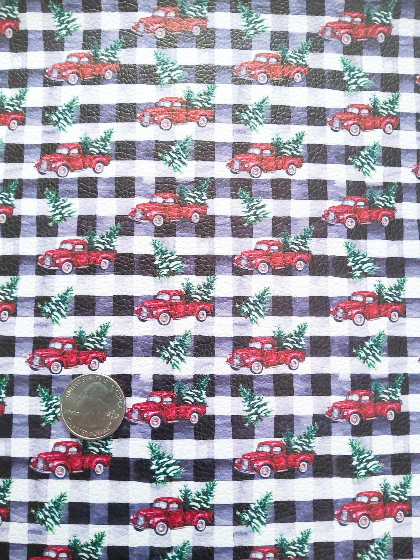 Christmas Trucks 9x12 faux leather sheet