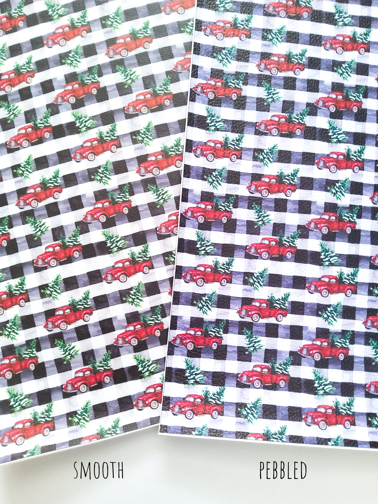 Christmas Trucks 9x12 faux leather sheet