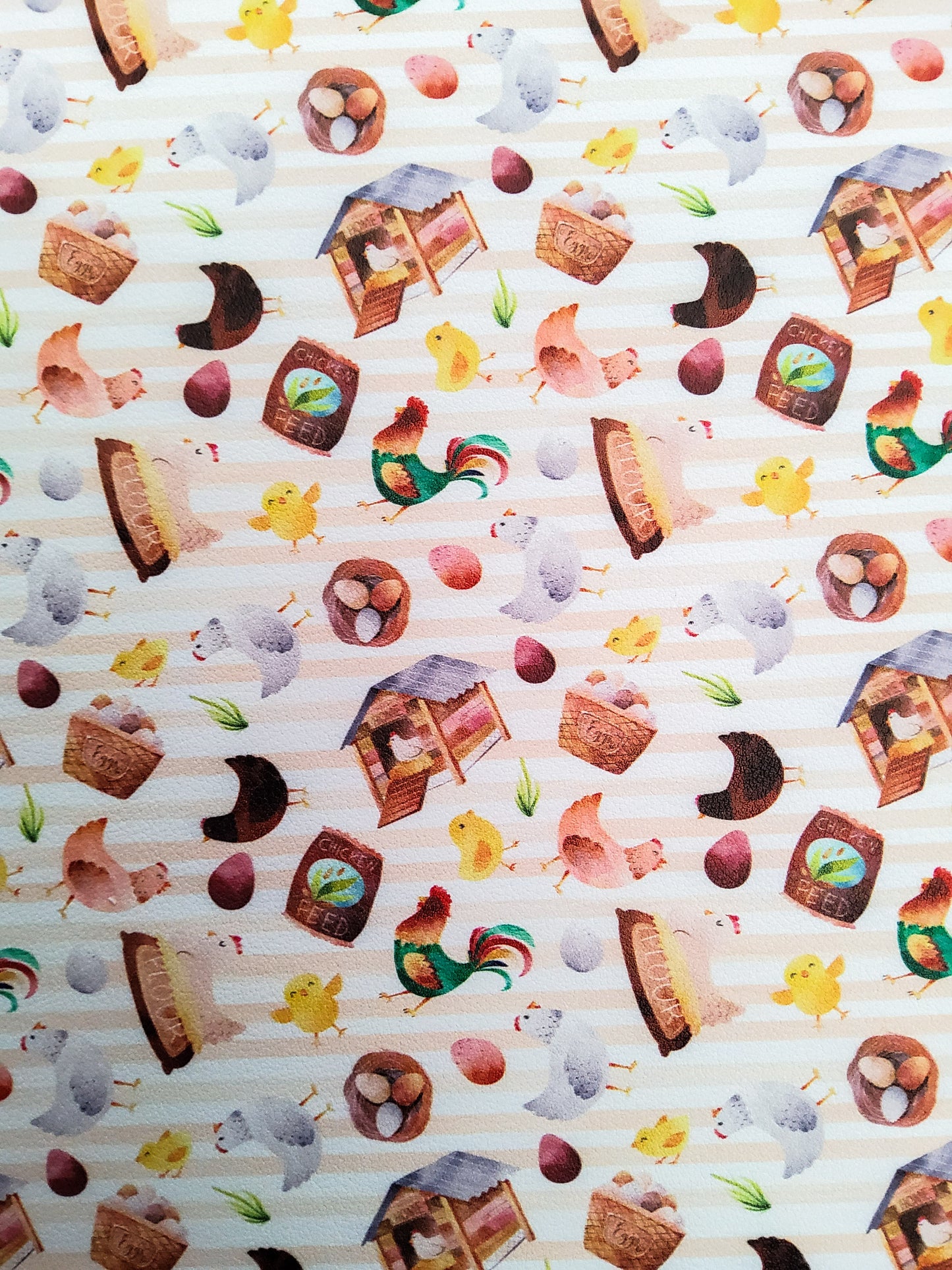 Chickens 9x12 faux leather sheet