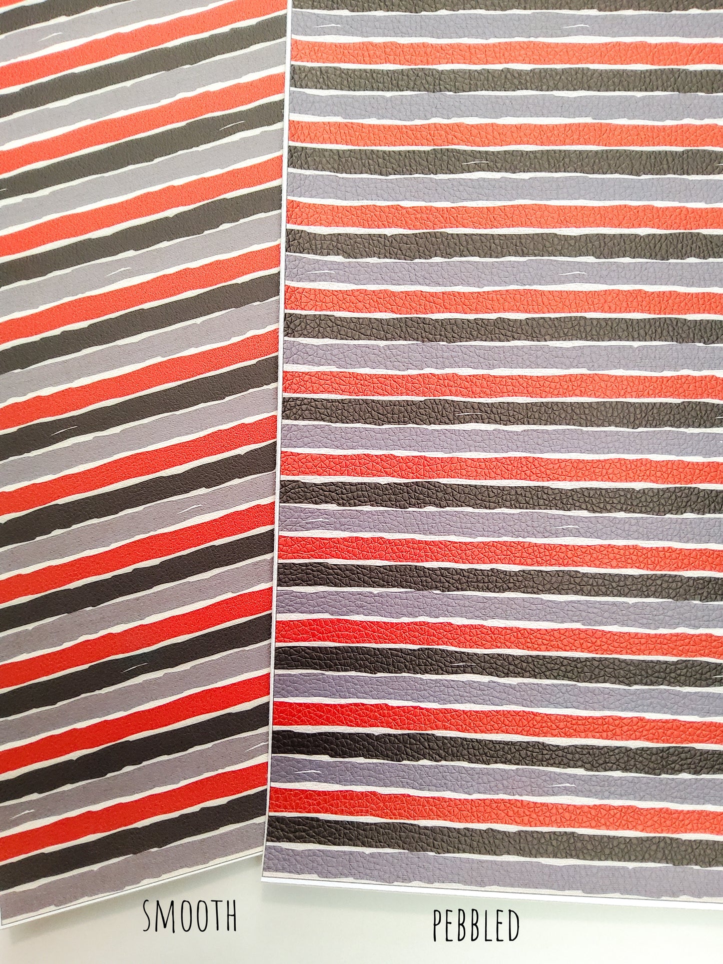 Red and Black Stripes 9x12 faux leather sheet