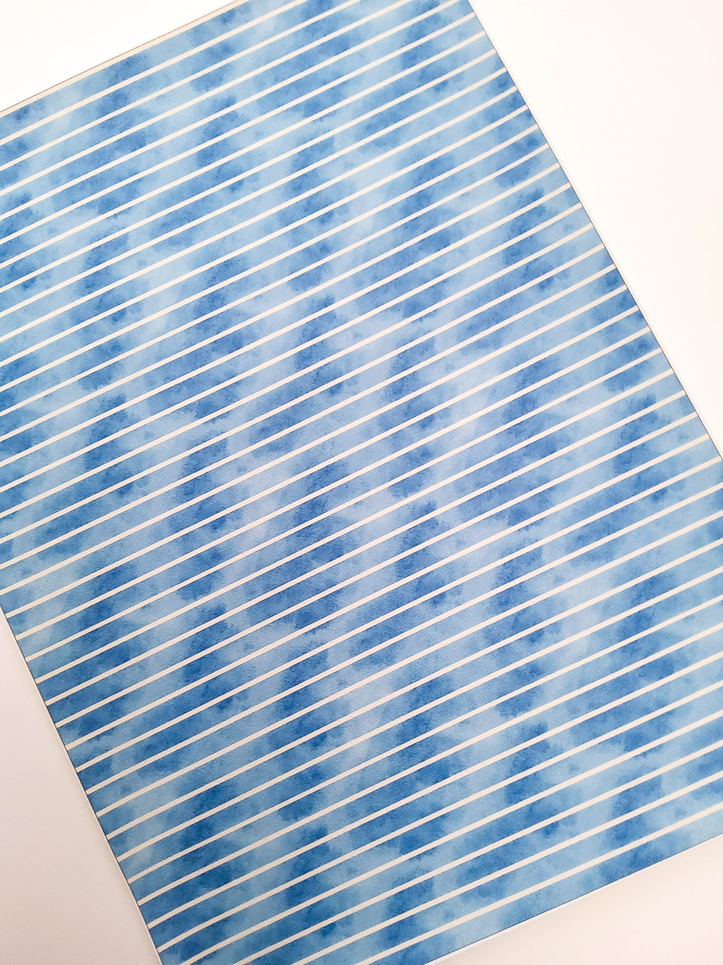 Teal Stripes 9x12 faux leather sheet