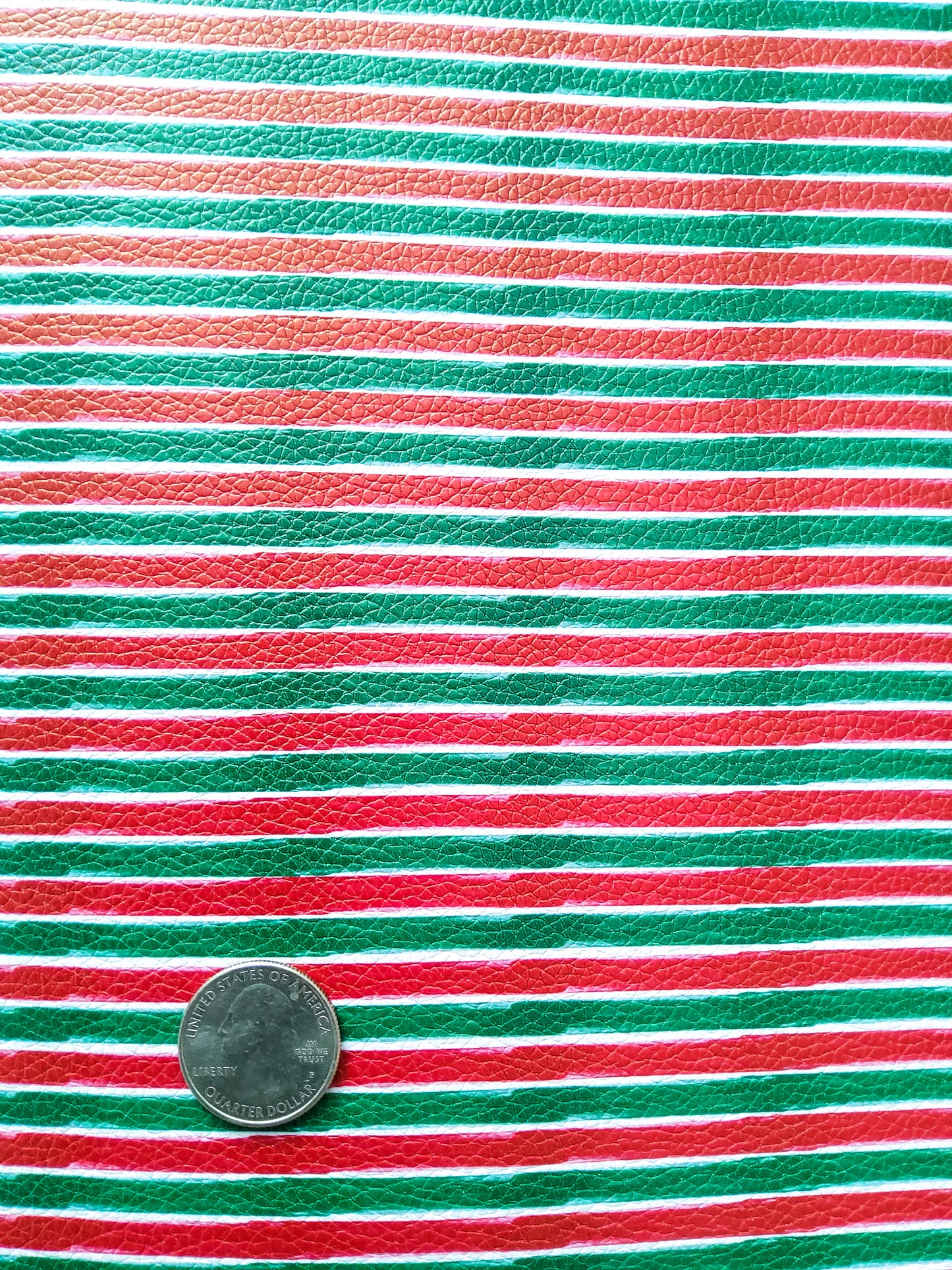 Distressed Red and Green Stripes 9x12 faux leather sheet