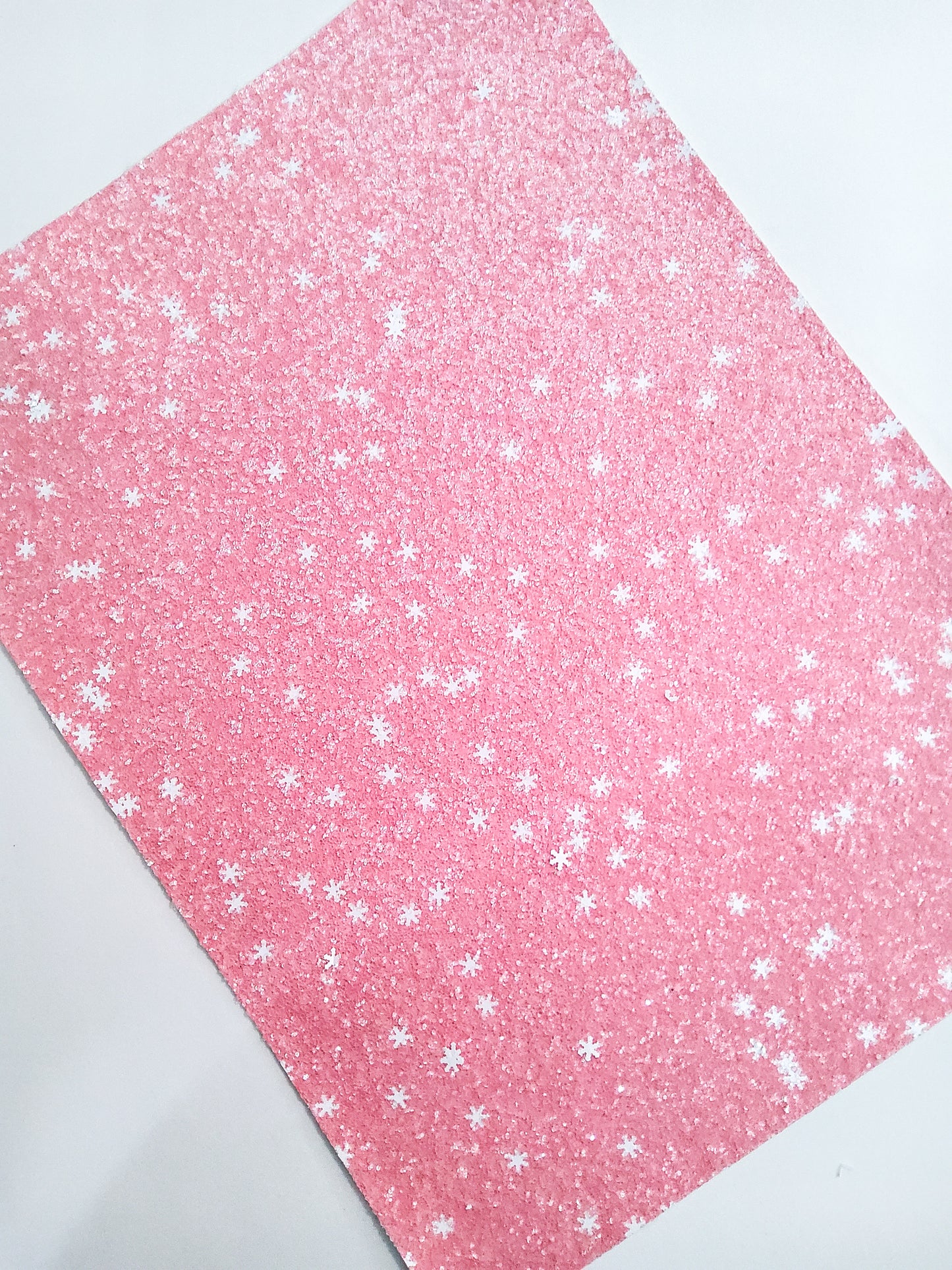 Pink Snowflake Chunky Glitter 9x12 faux leather sheet
