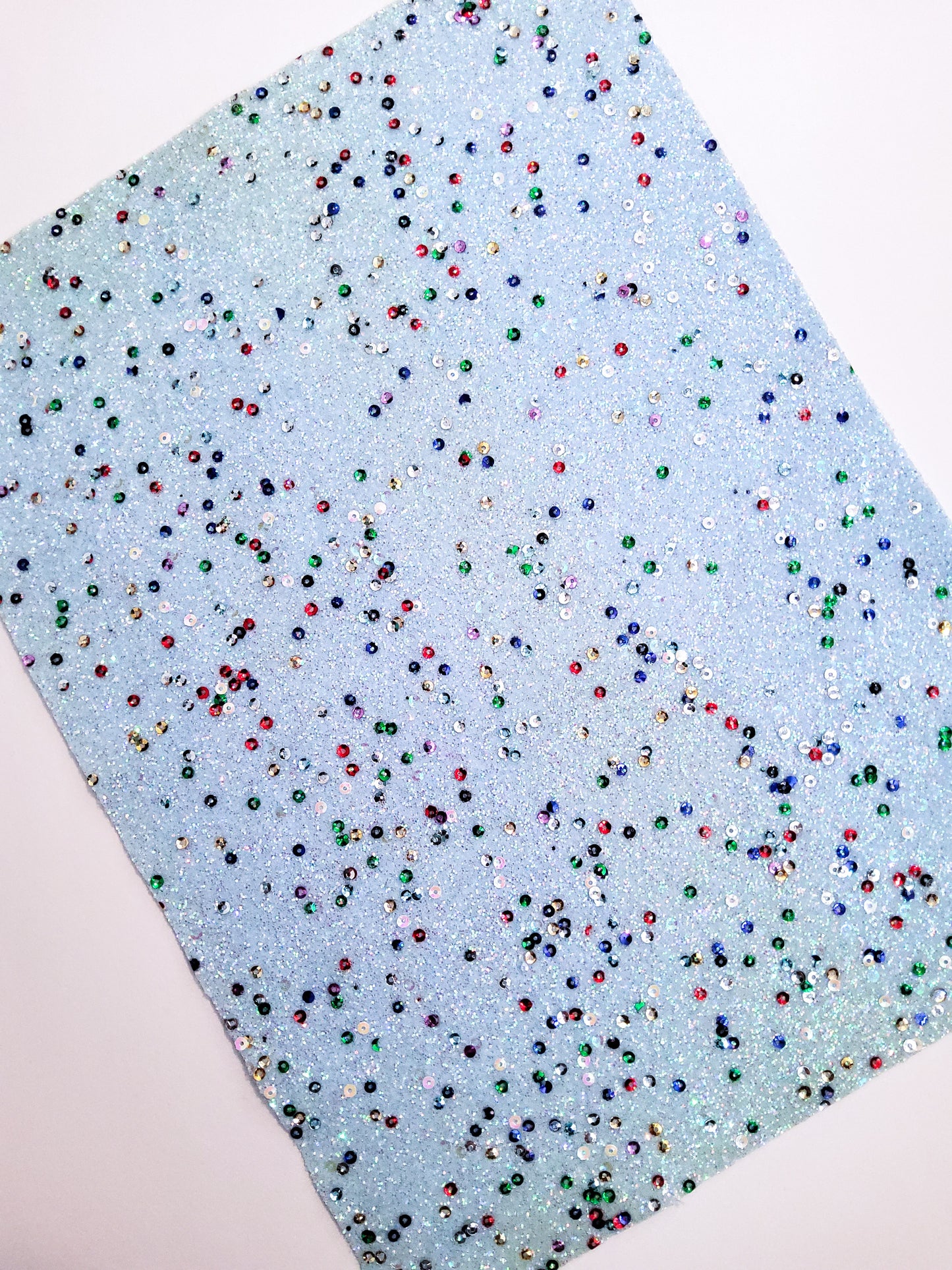 Light Blue Sequin Chunky Glitter 9x12 faux leather sheet