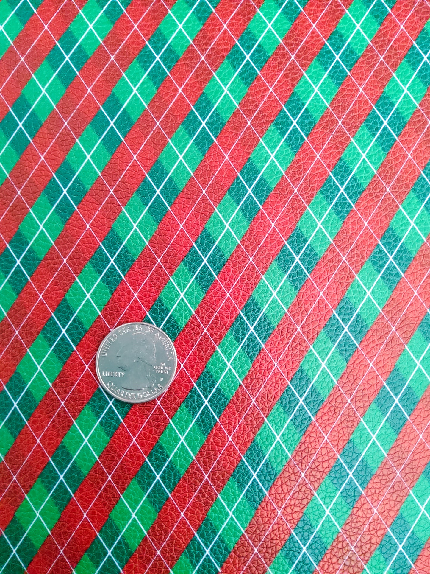 Red and Green Christmas Plaid 9x12 faux leather sheet
