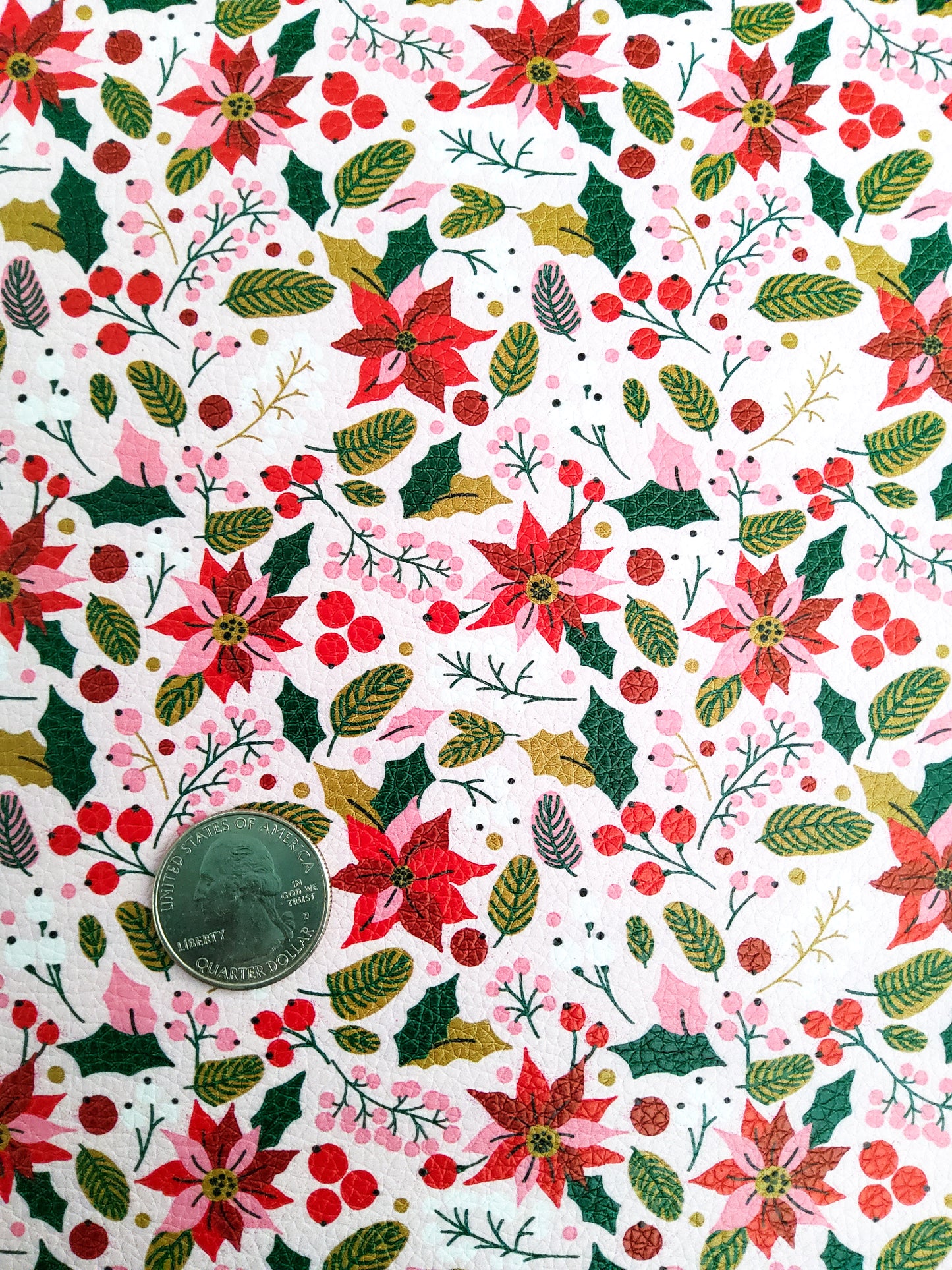 Poinsettia 9x12 faux leather sheet