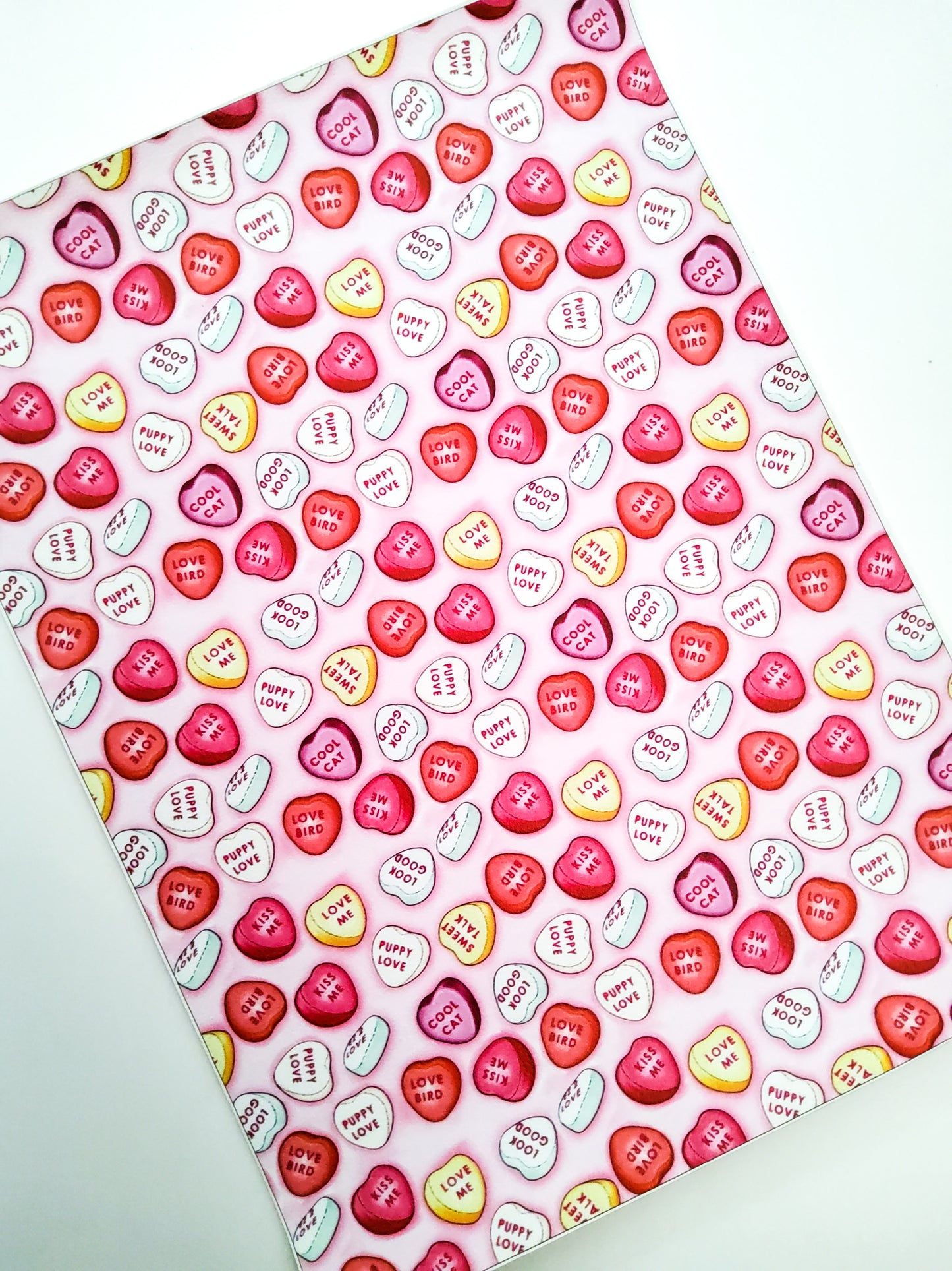 3D Conversation Hearts 9x12 faux leather sheet