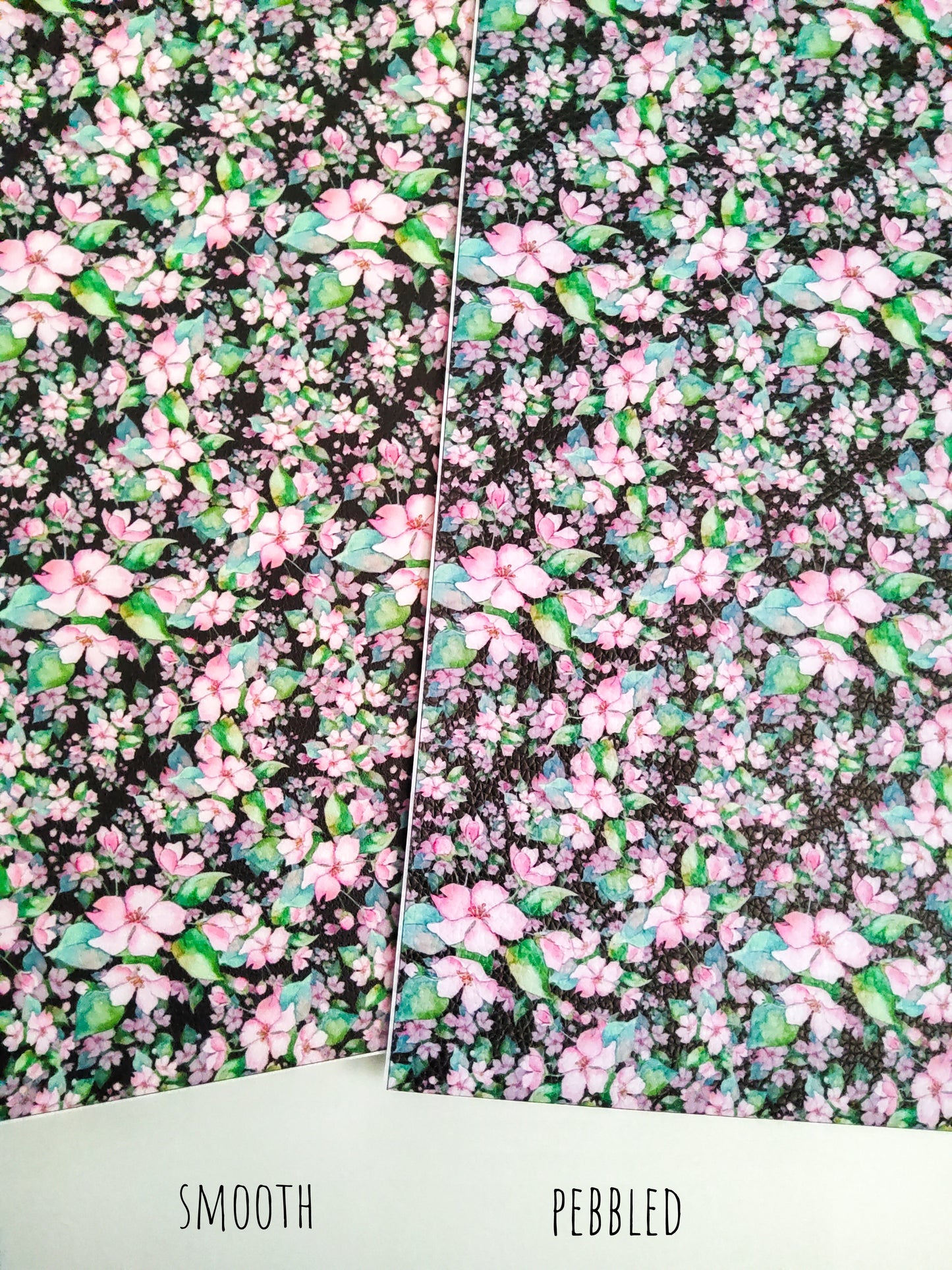 Tropical Floral Black 9x12 faux leather sheet