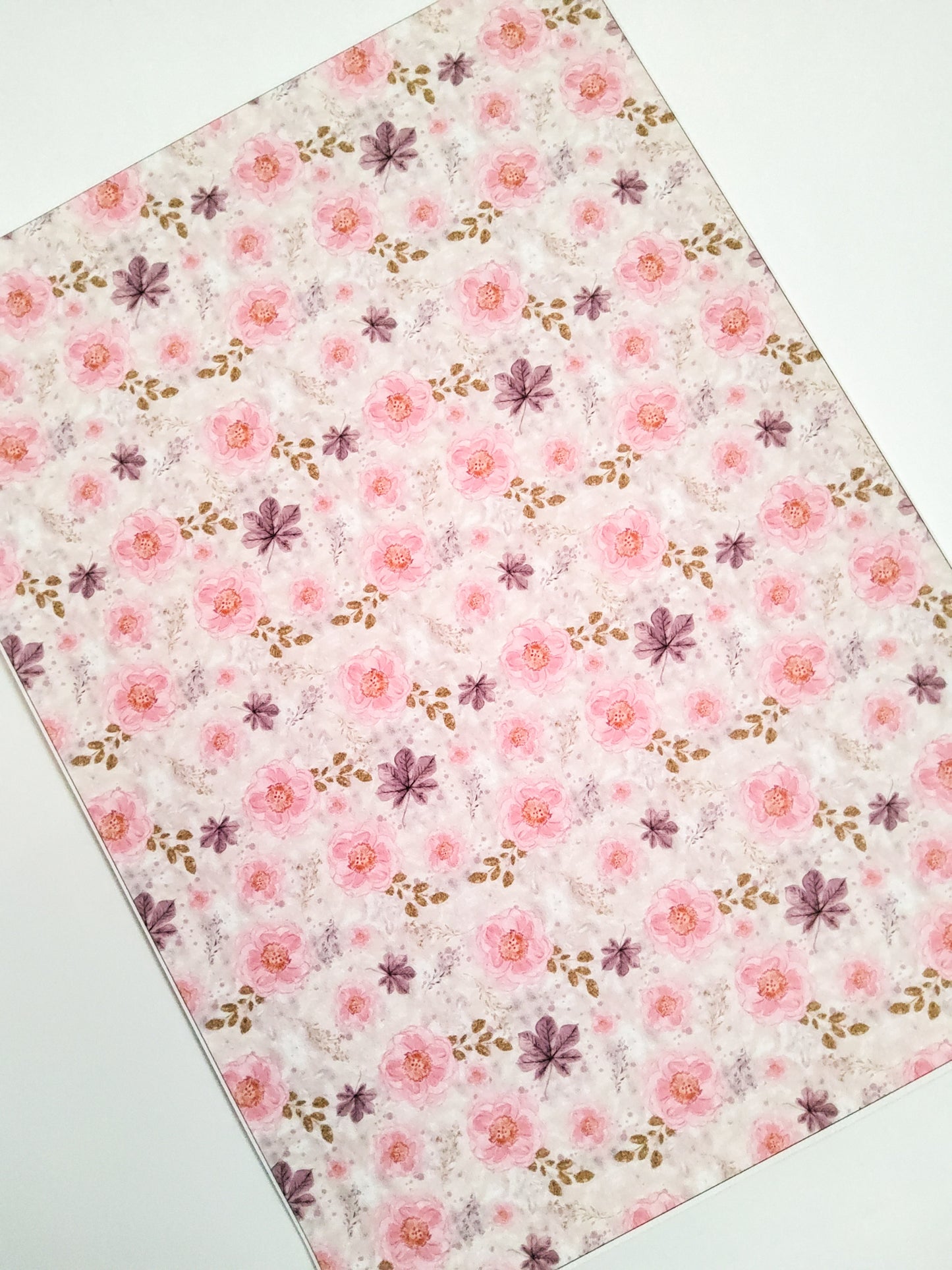 Soft Pink Floral 9x12 faux leather sheet
