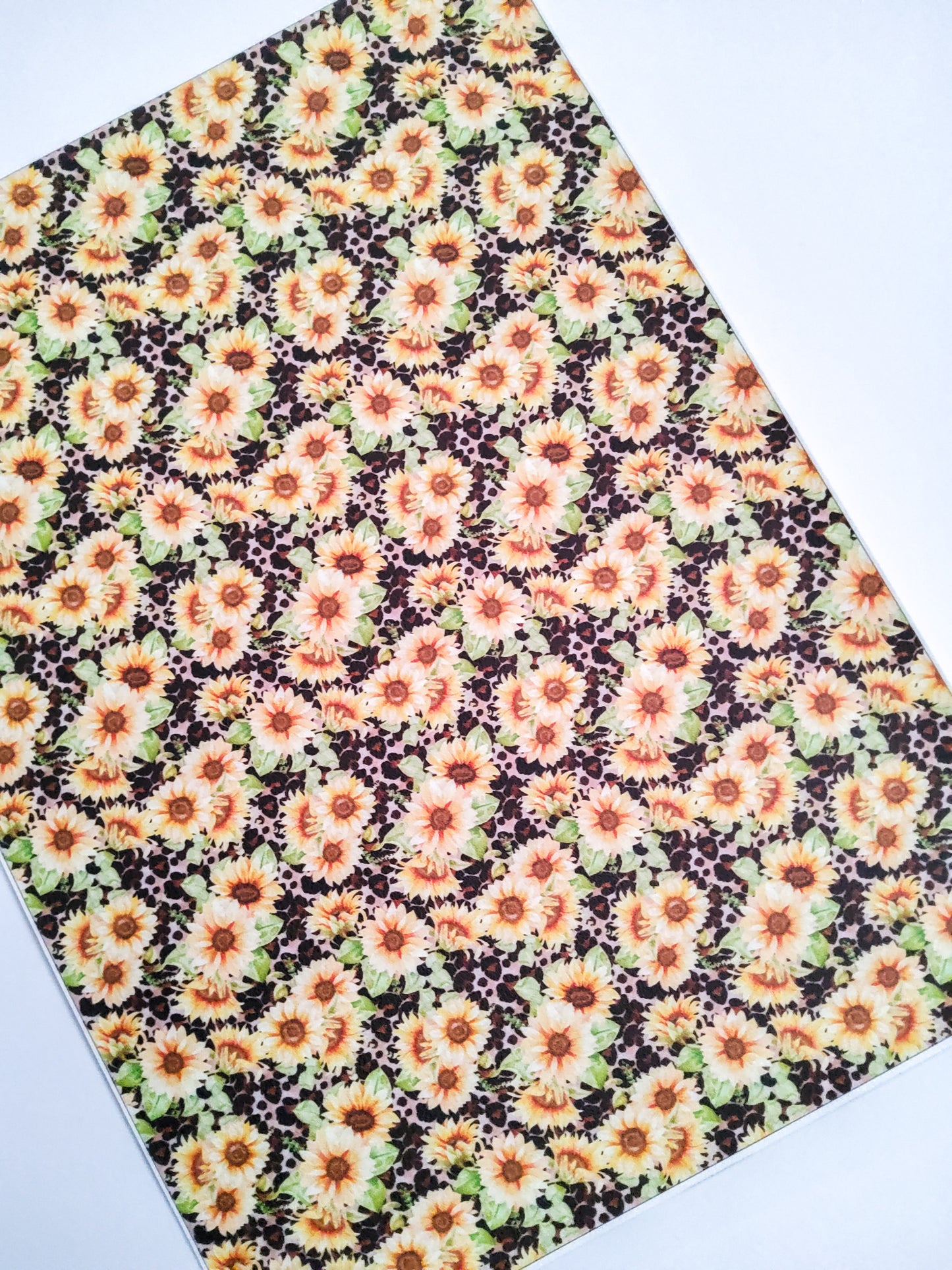 Sunflower Leopard Print 9x12 faux leather sheet