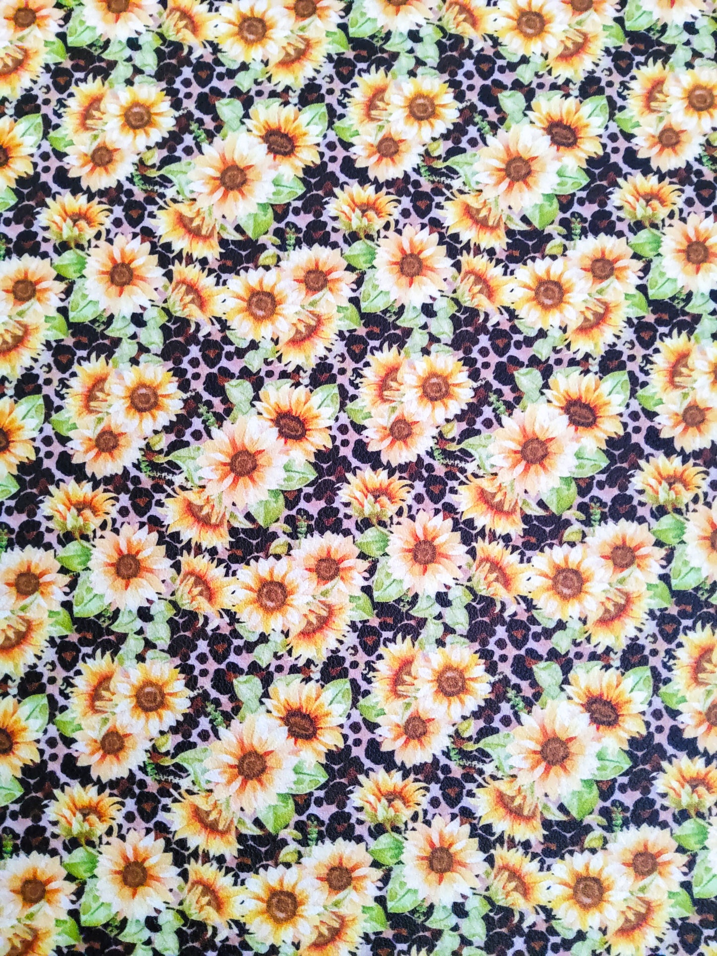 Sunflower Leopard Print 9x12 faux leather sheet