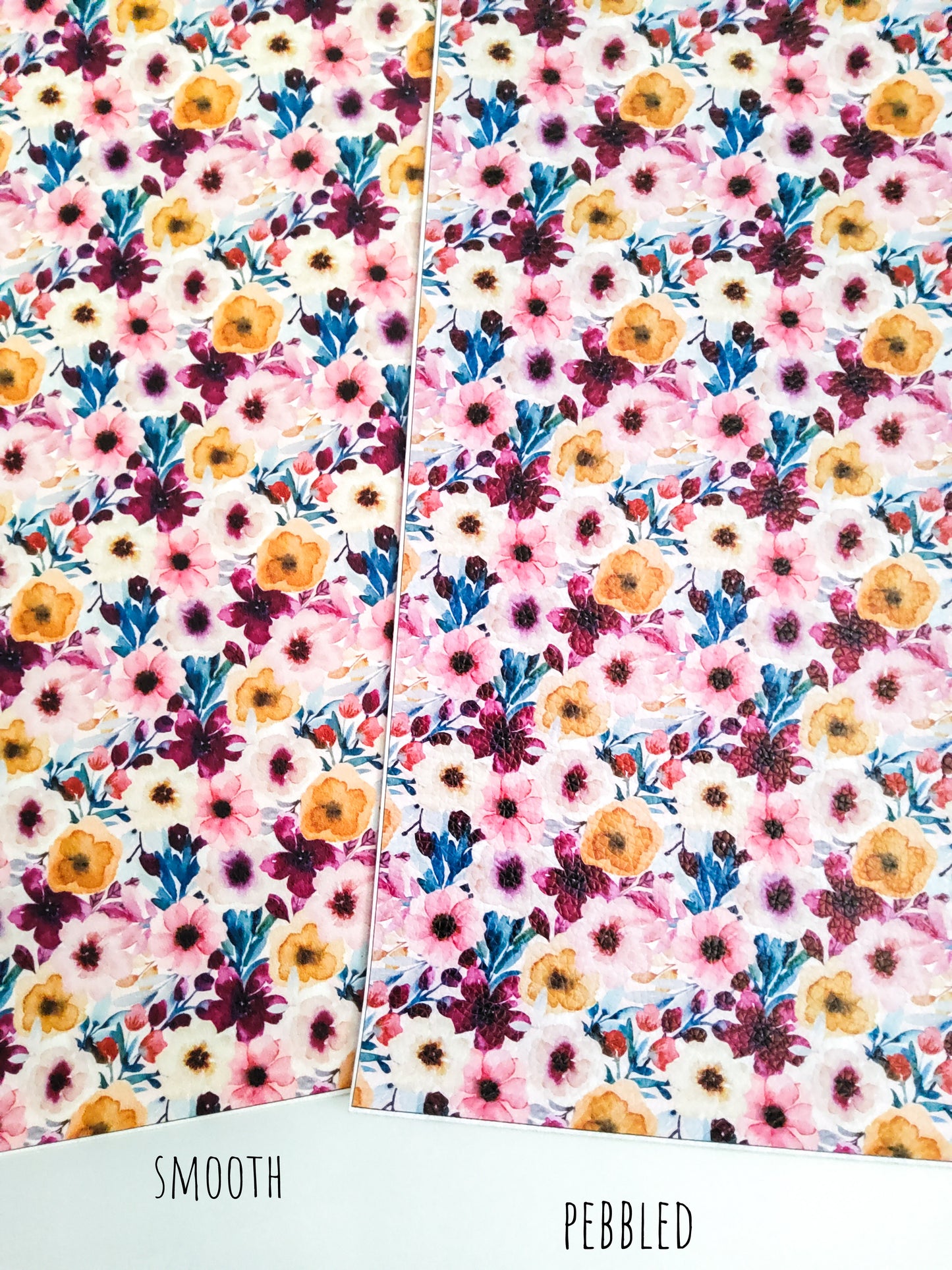 Watercolor Boho Floral 9x12 faux leather sheet