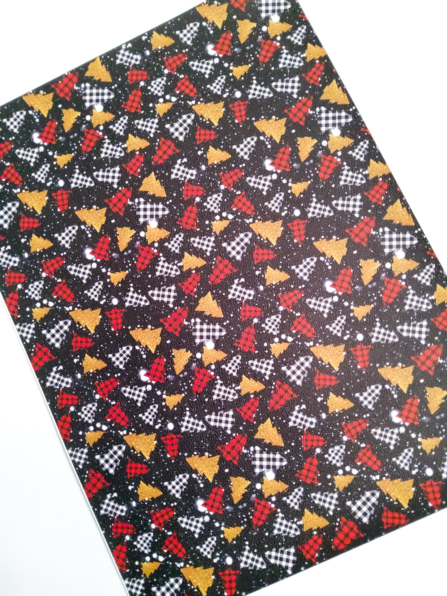 Black Christmas Trees 9x12 faux leather sheet