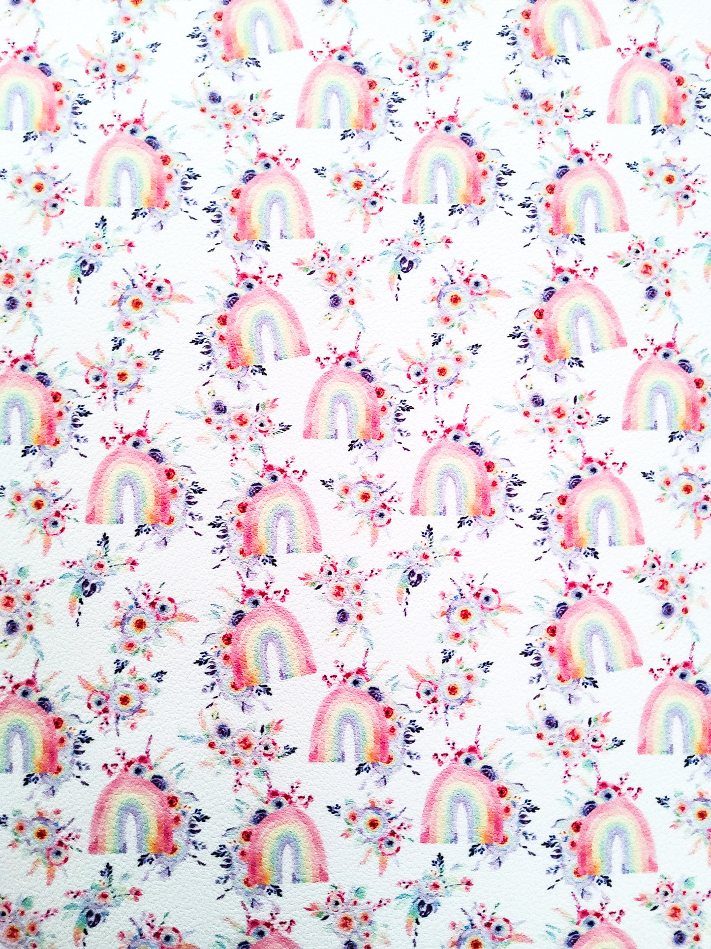 Floral Rainbows 9x12 faux leather sheet