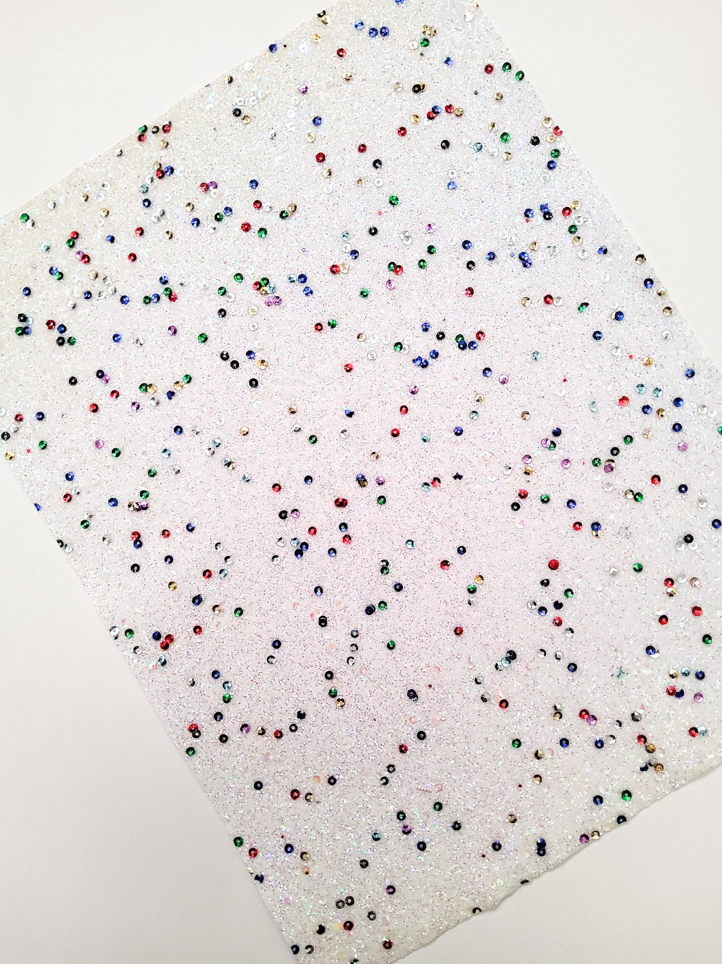 White Sequin Chunky Glitter 9x12 faux leather sheet