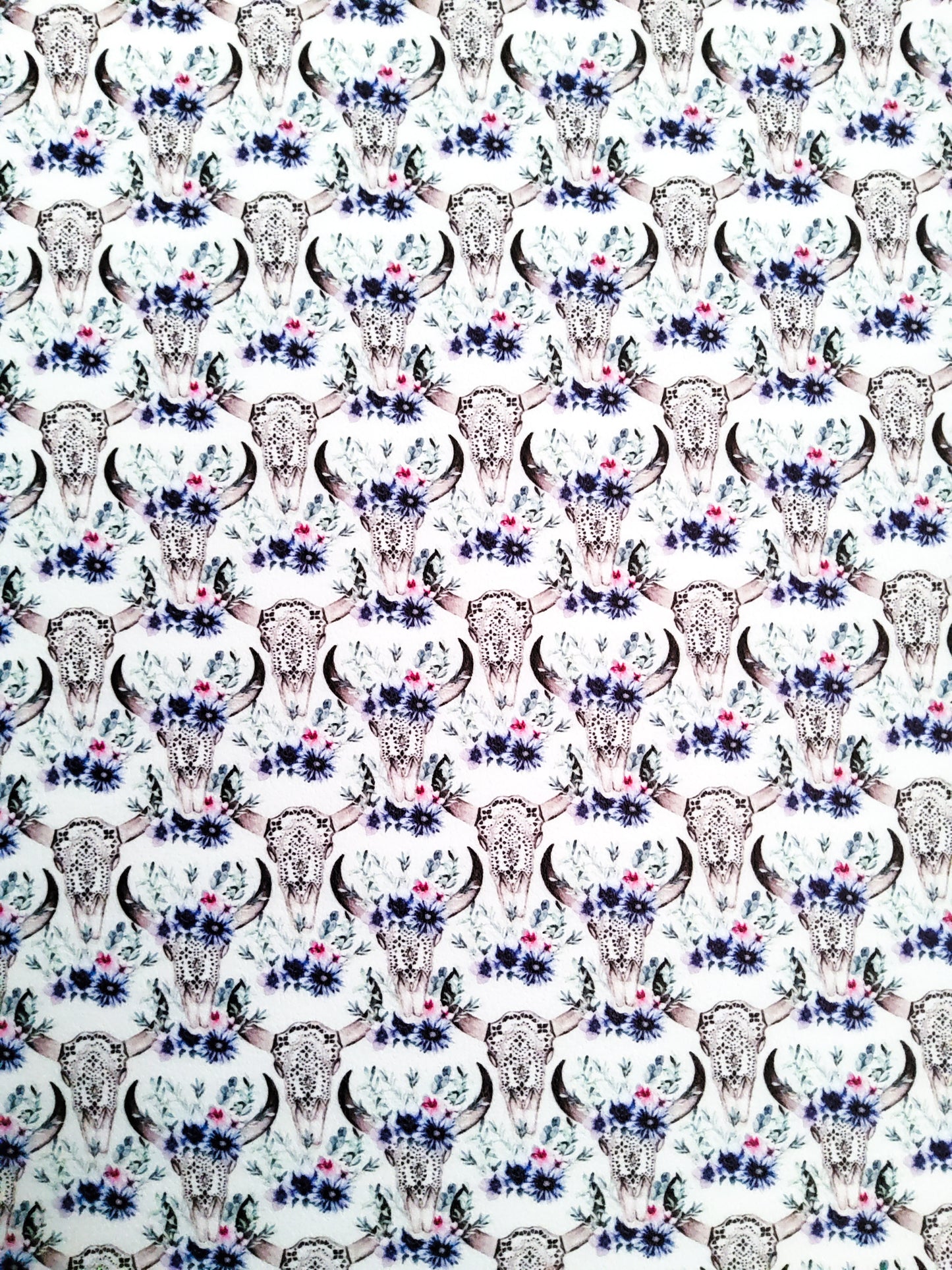 Blue Cow Skull 9x12 faux leather sheet