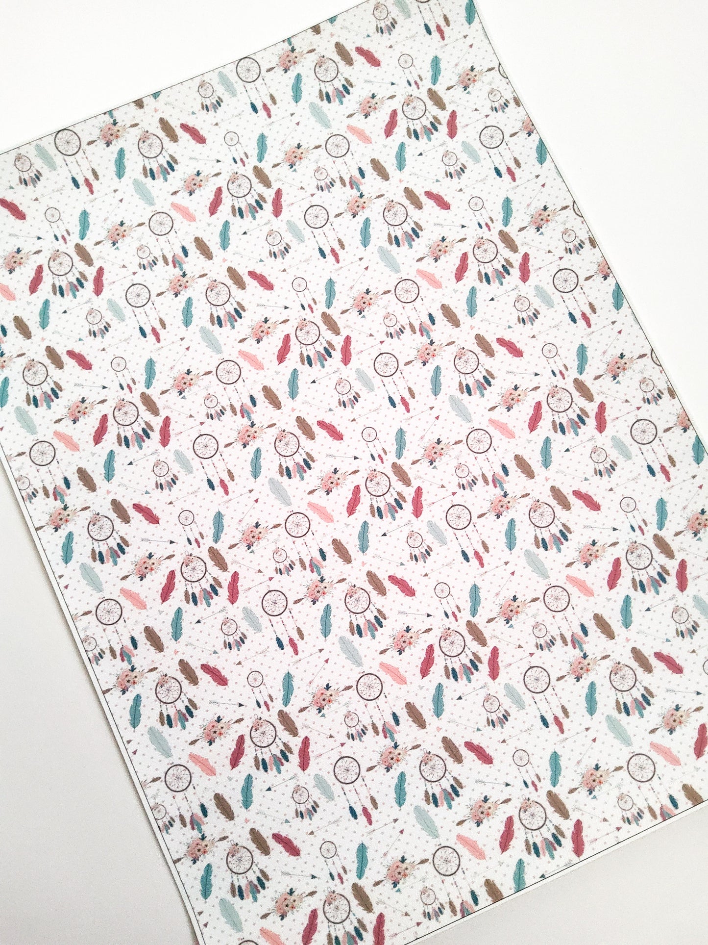 Tan Aqua Dreamcatcher 9x12 faux leather sheet