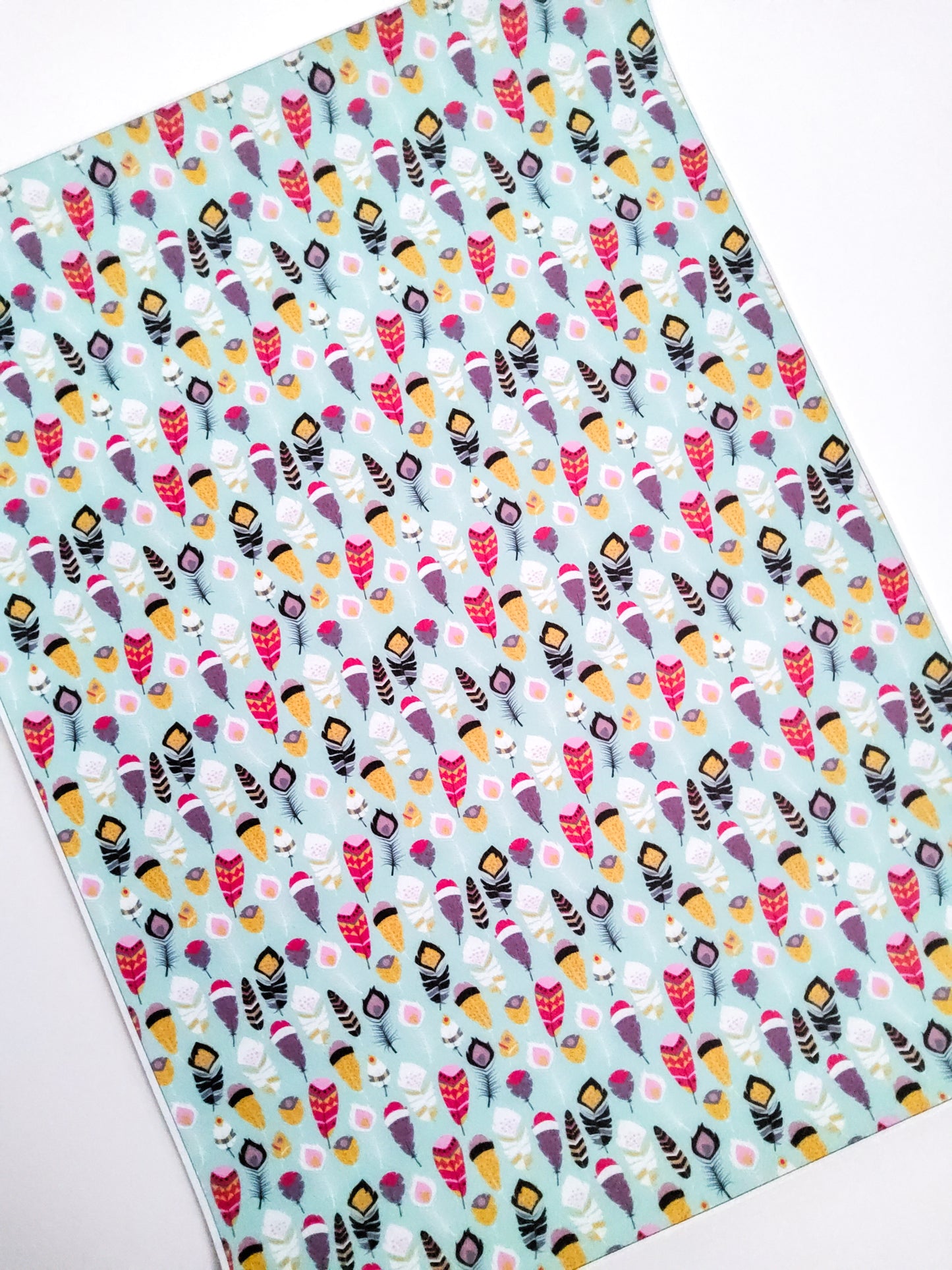 Blue Feathers 9x12 faux leather sheet