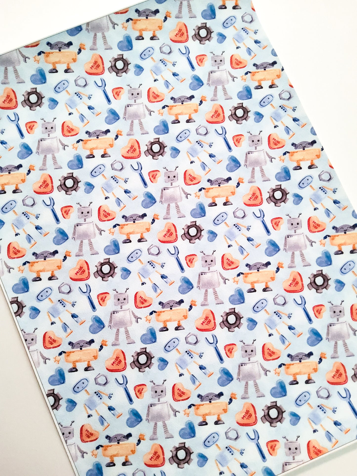 Valentine Robot 9x12 faux leather sheet