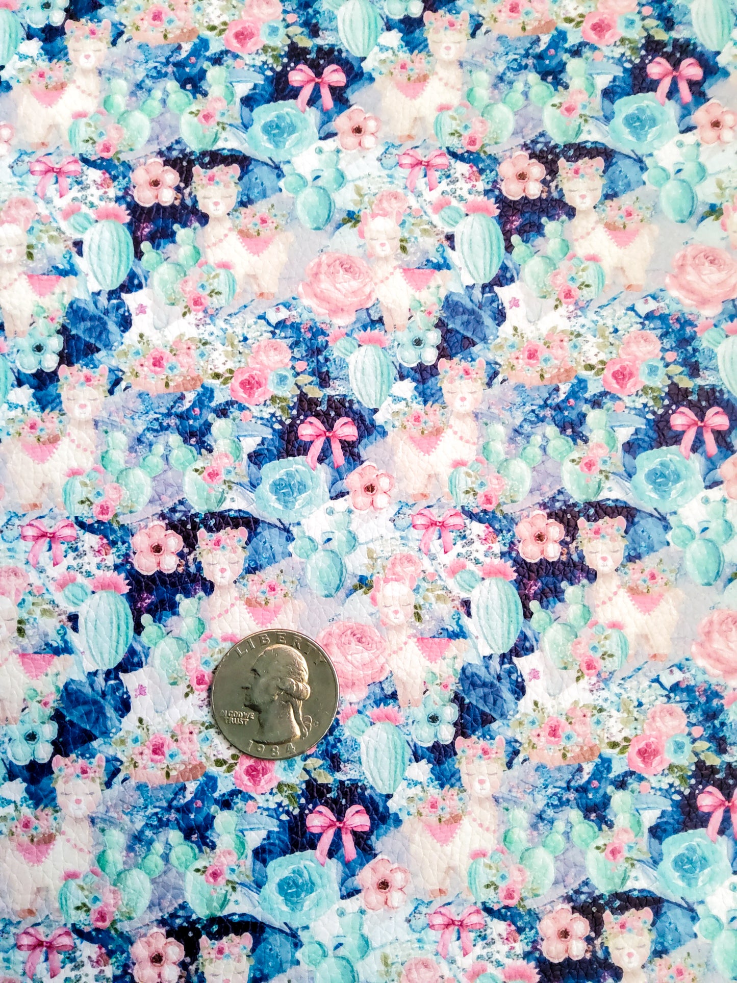 Llama Succulent 9x12 faux leather sheet