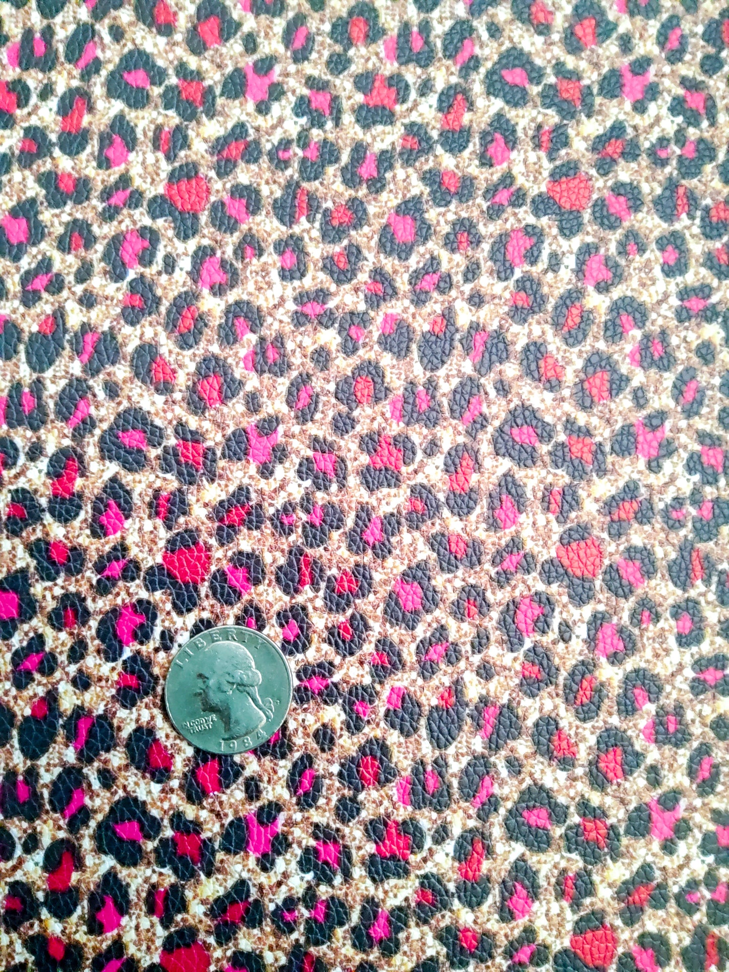 Brown and Pink/Red Animal Print 9x12 faux leather sheet