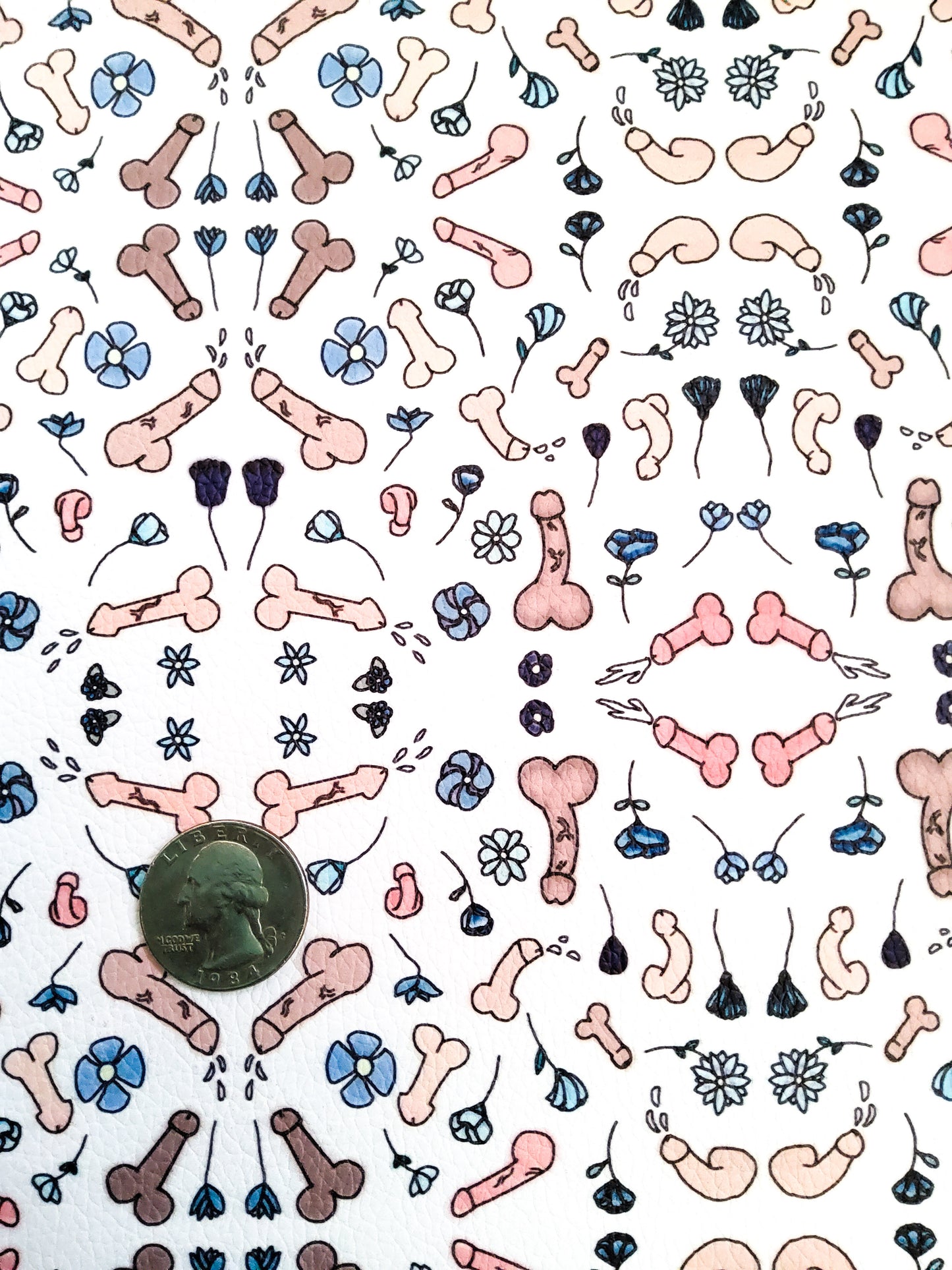 Penis 9x12 faux leather sheet