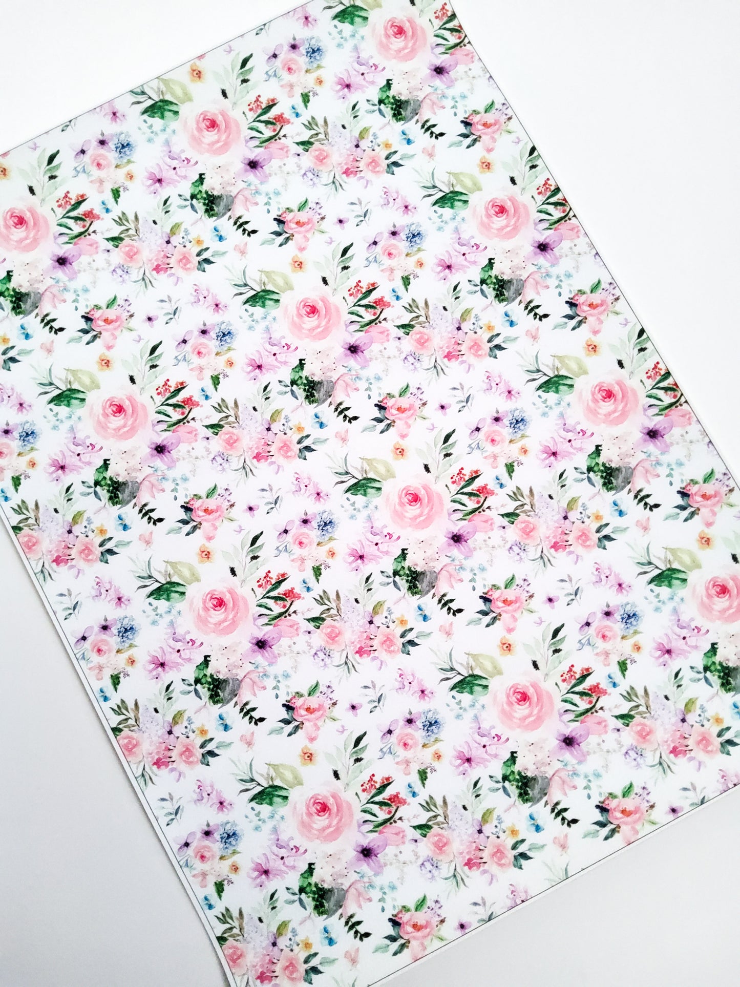 Pink Spring Flowers 9x12 faux leather sheet