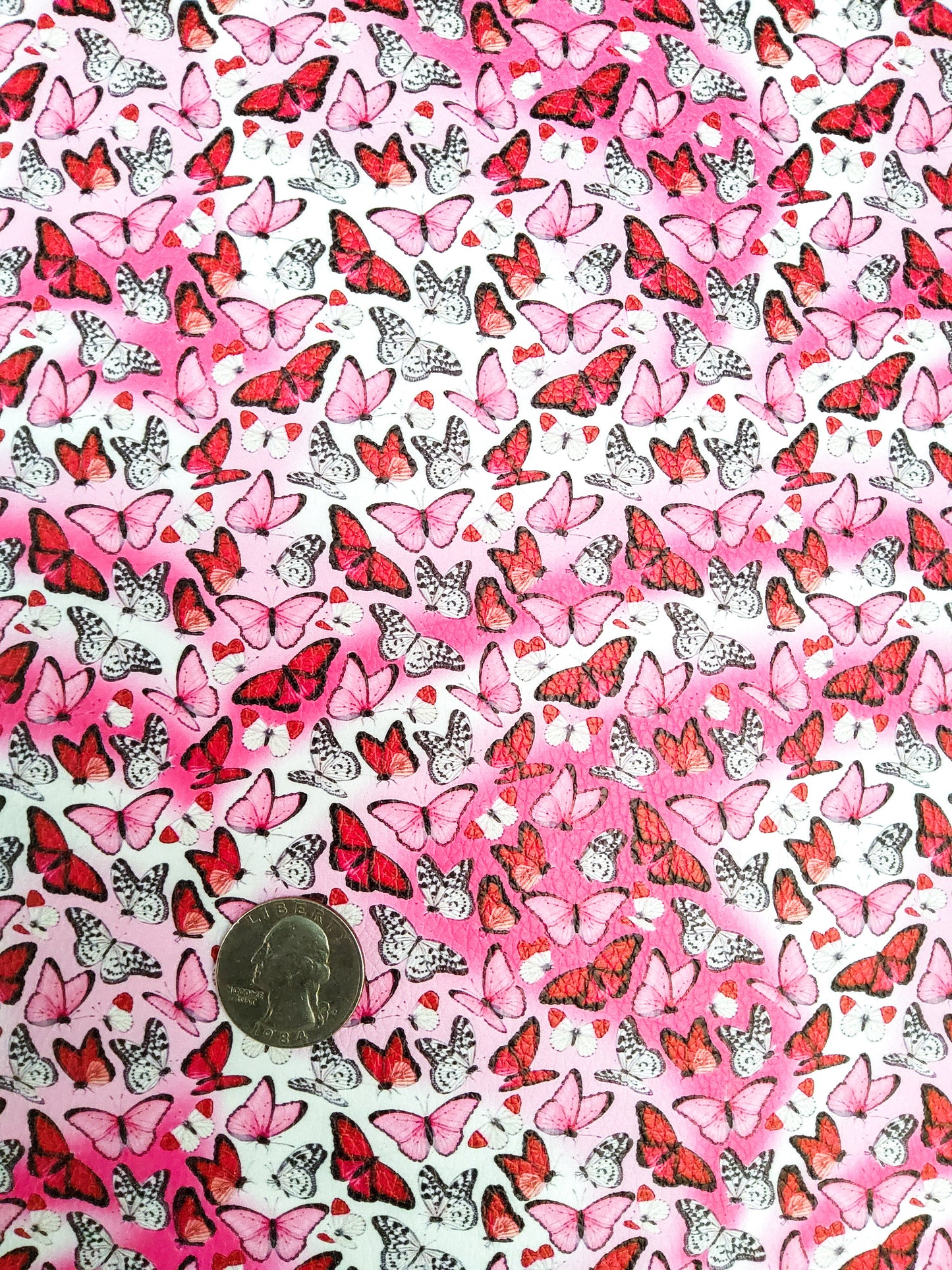 Pink and Orange Butterflies 9x12 faux leather sheet