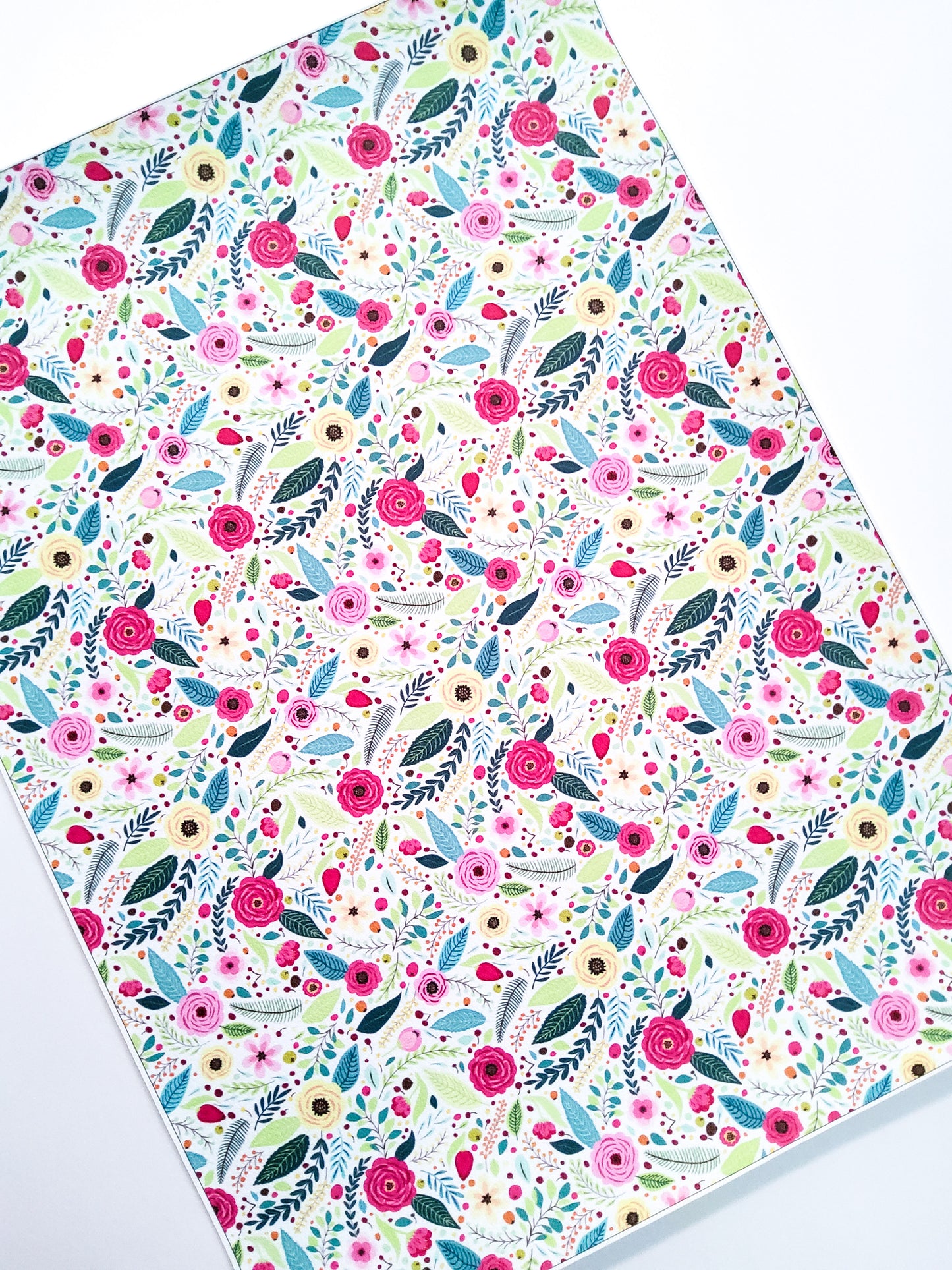 Small Green Floral 9x12 faux leather sheet