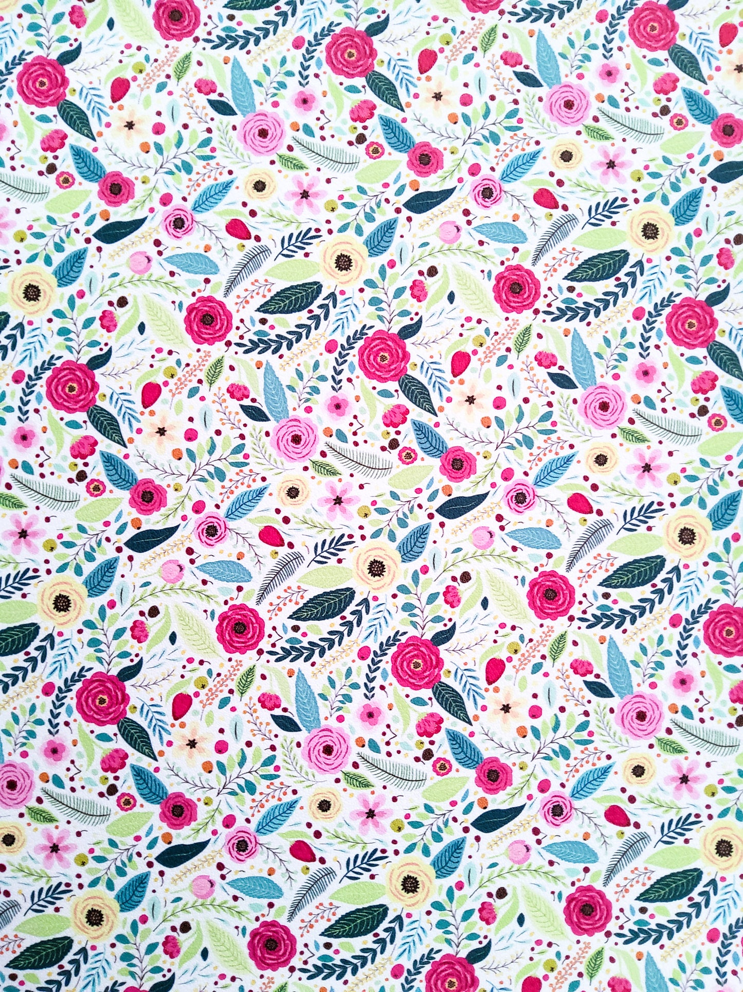 Small Green Floral 9x12 faux leather sheet