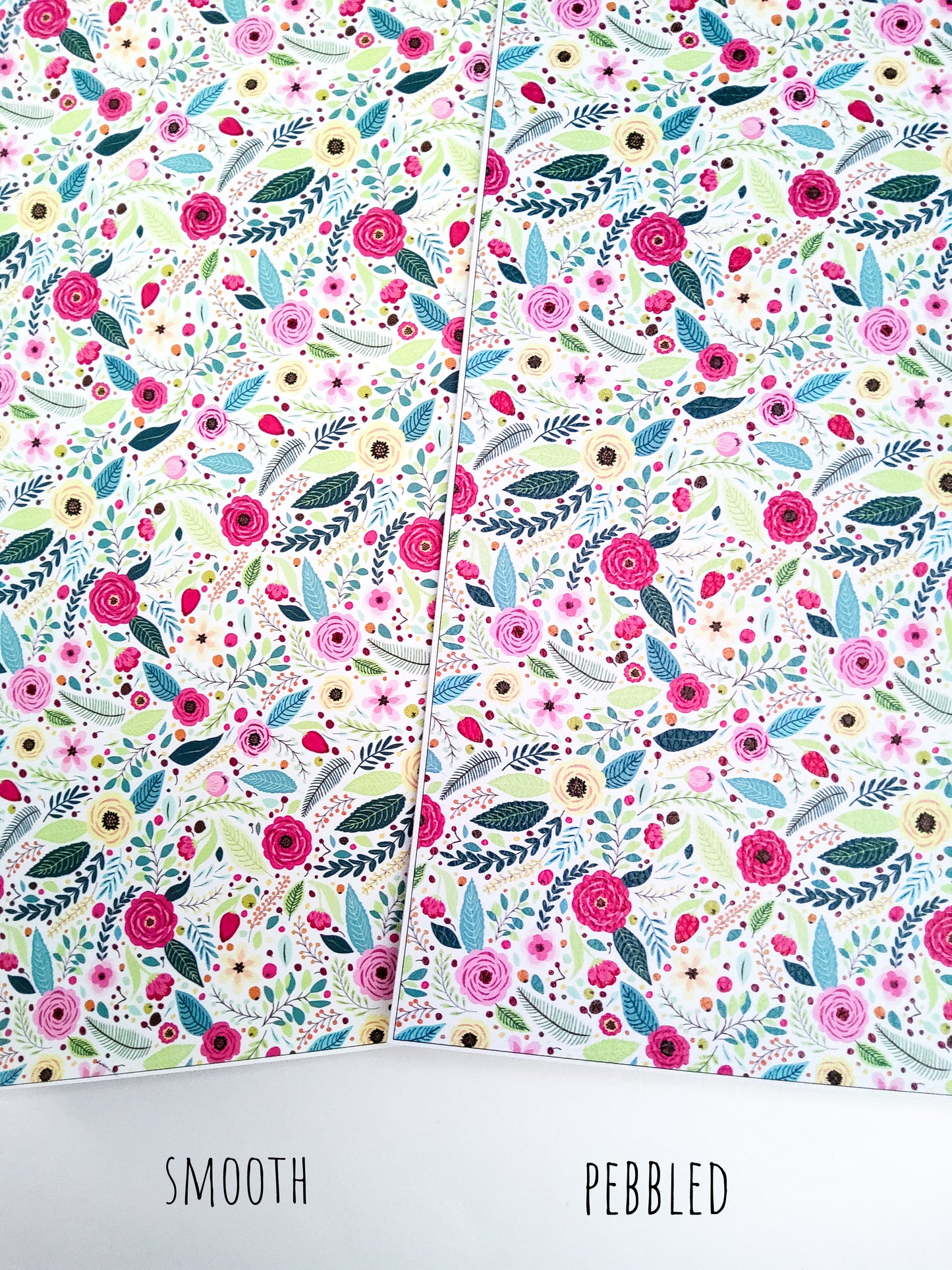 Small Green Floral 9x12 faux leather sheet