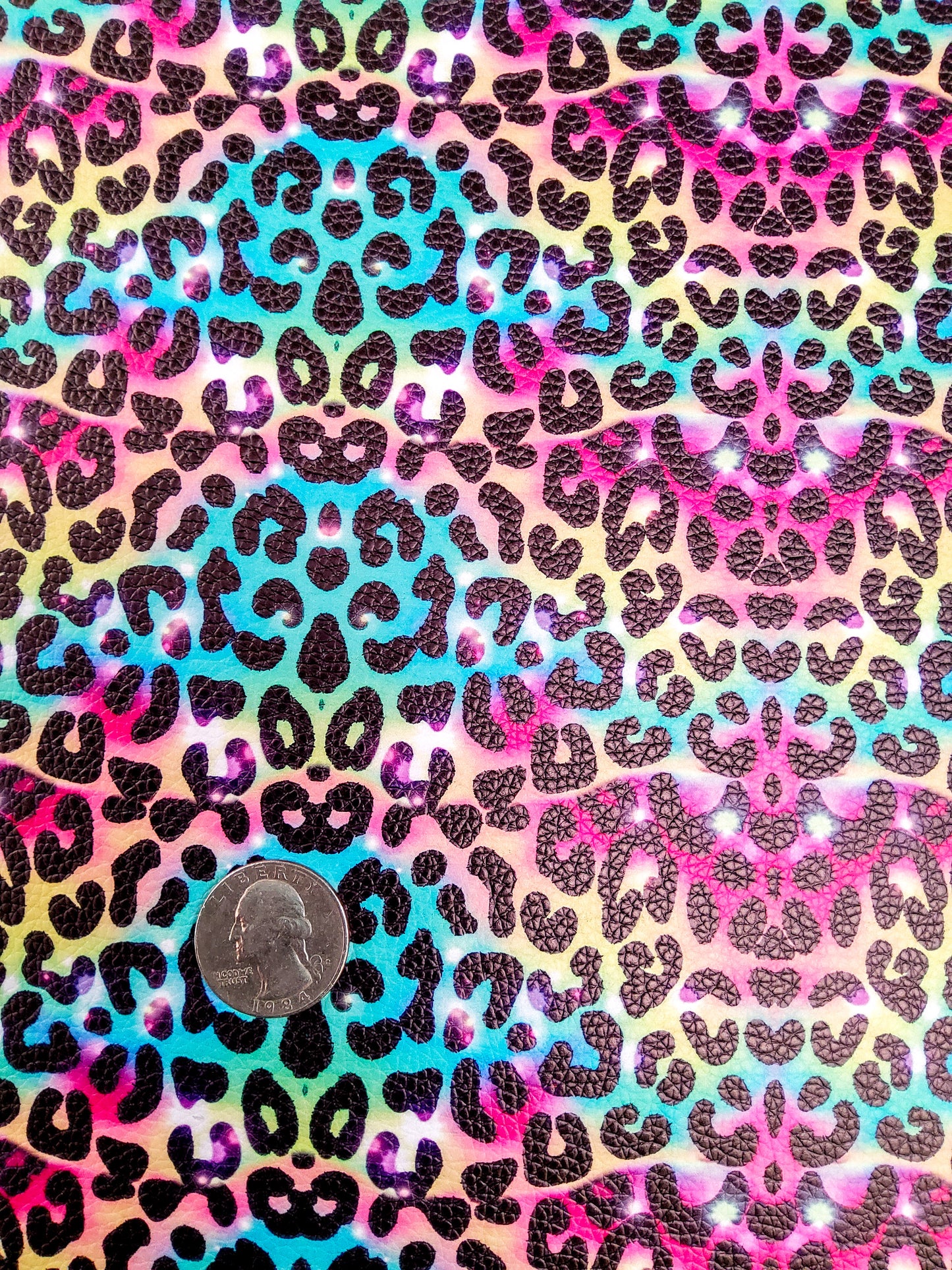 Rainbow Animal Print 9x12 faux leather sheet