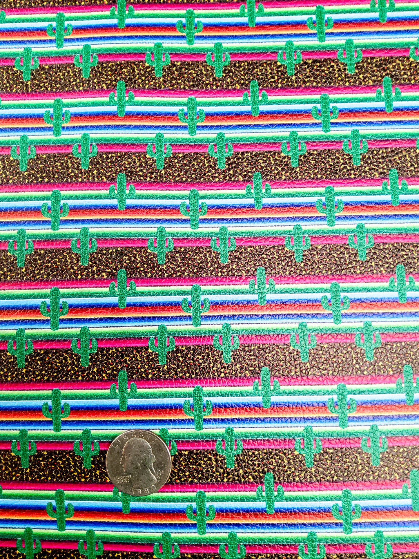 Cactus Serape 9x12 faux leather sheet