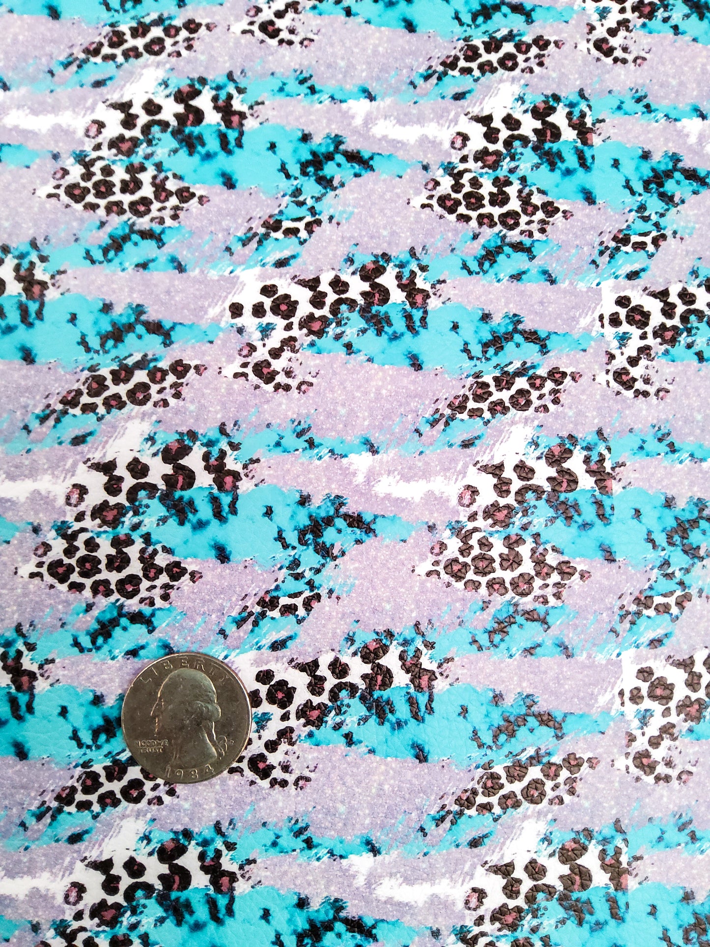 Teal and Gray Animal Print 9x12 faux leather sheet