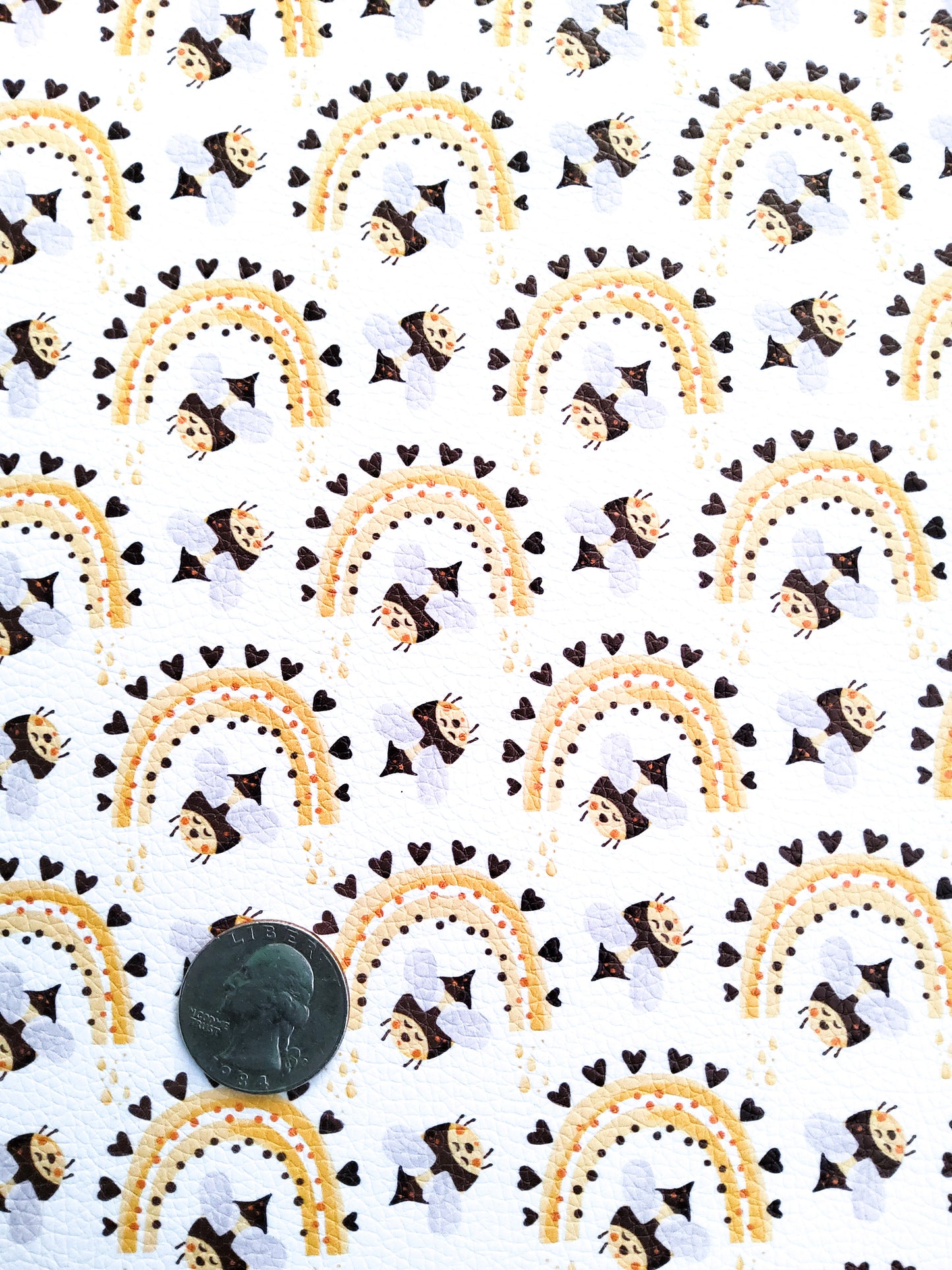 Bee Rainbows 9x12 faux leather sheet