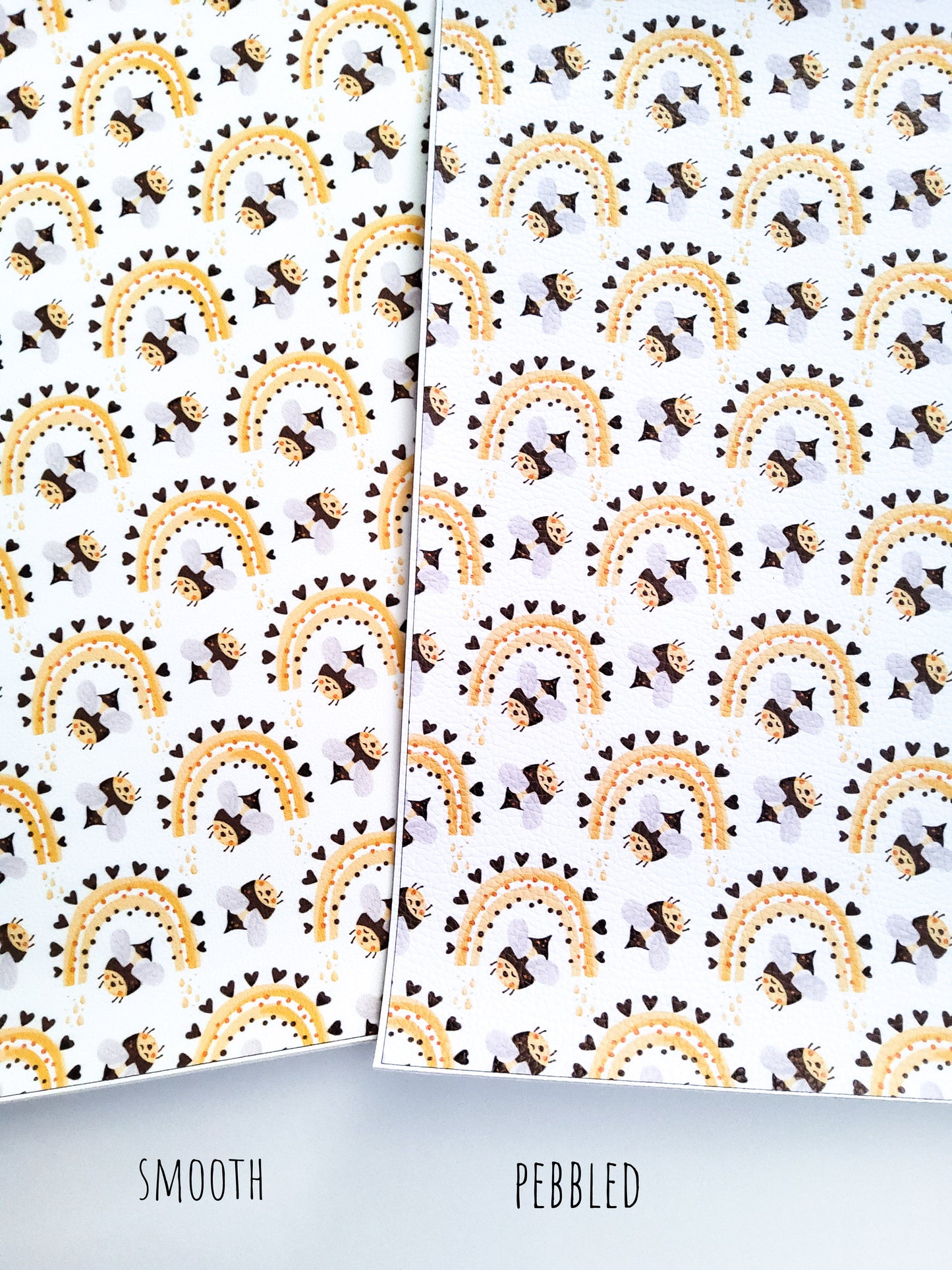 Bee Rainbows 9x12 faux leather sheet