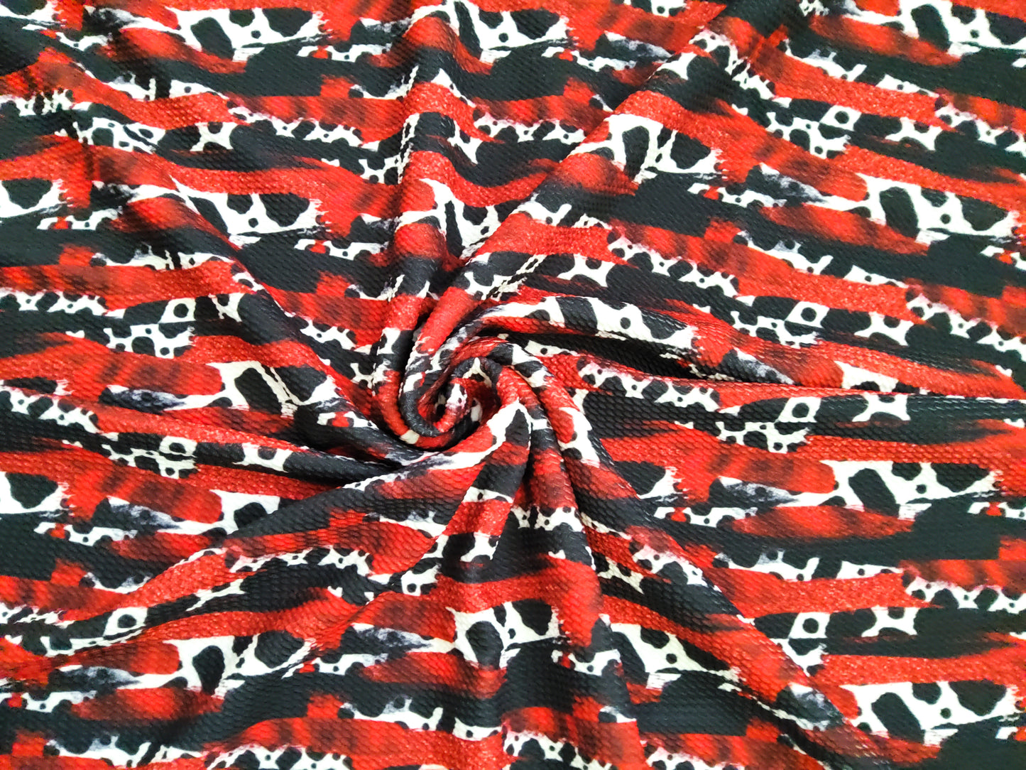 Red Cow Print Brushstrokes Bullet Fabric Strip