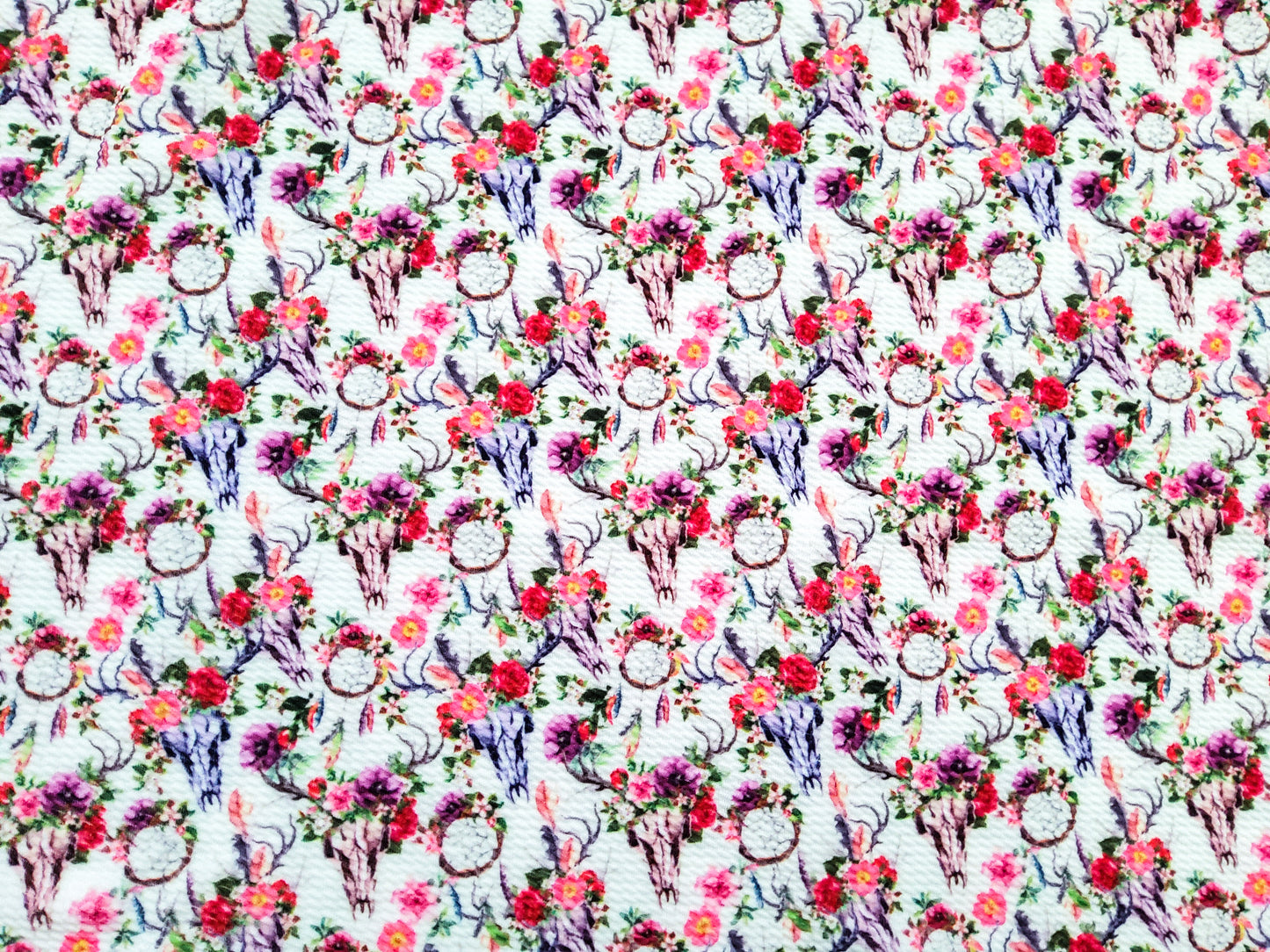 Pink Cow Skull Dreamcatcher Bullet Fabric Strip