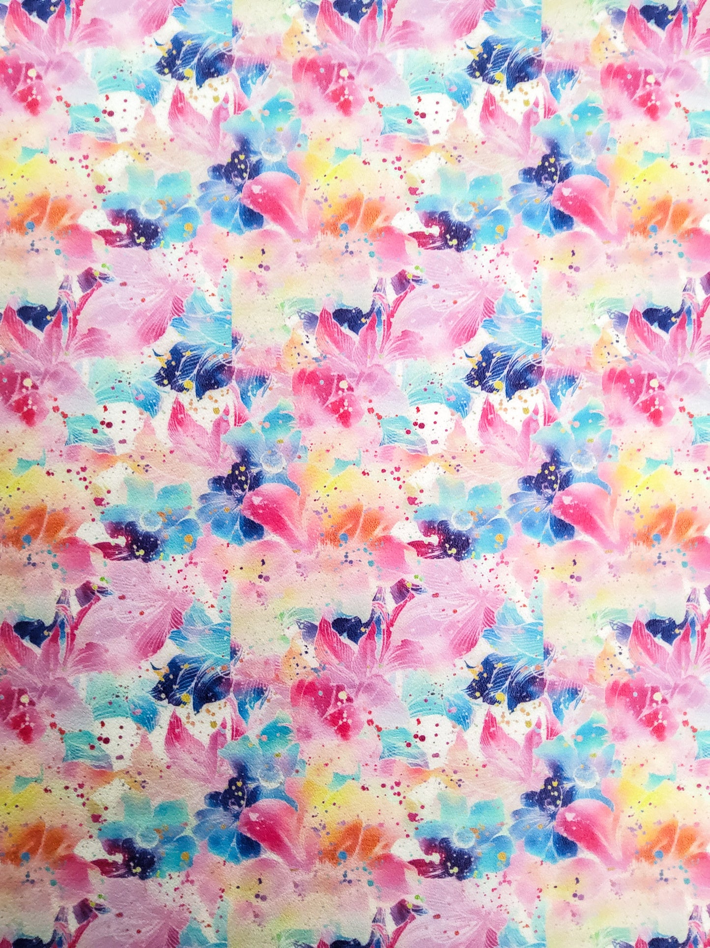 Watercolor Floral 9x12 faux leather sheet
