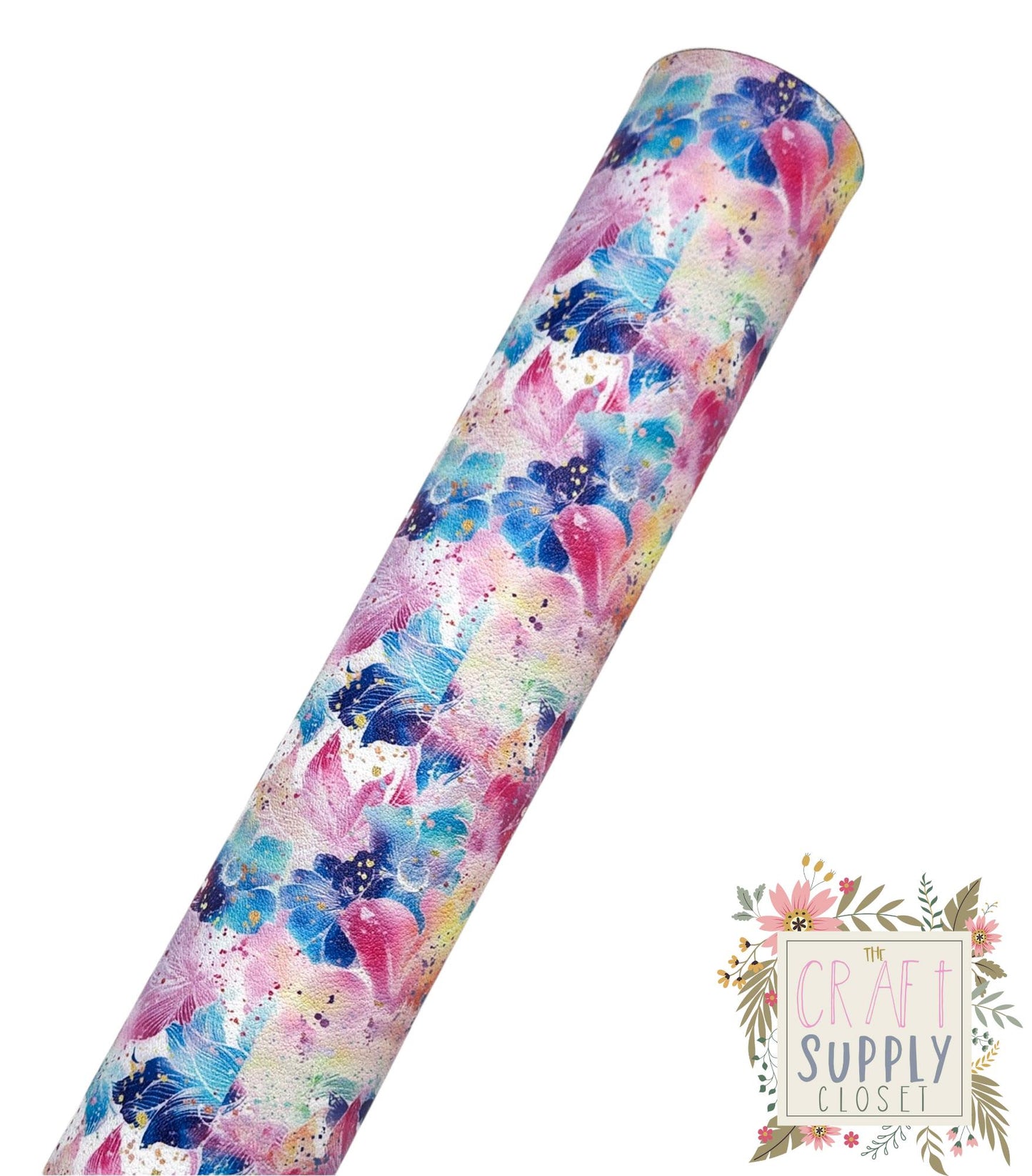 Watercolor Floral 9x12 faux leather sheet
