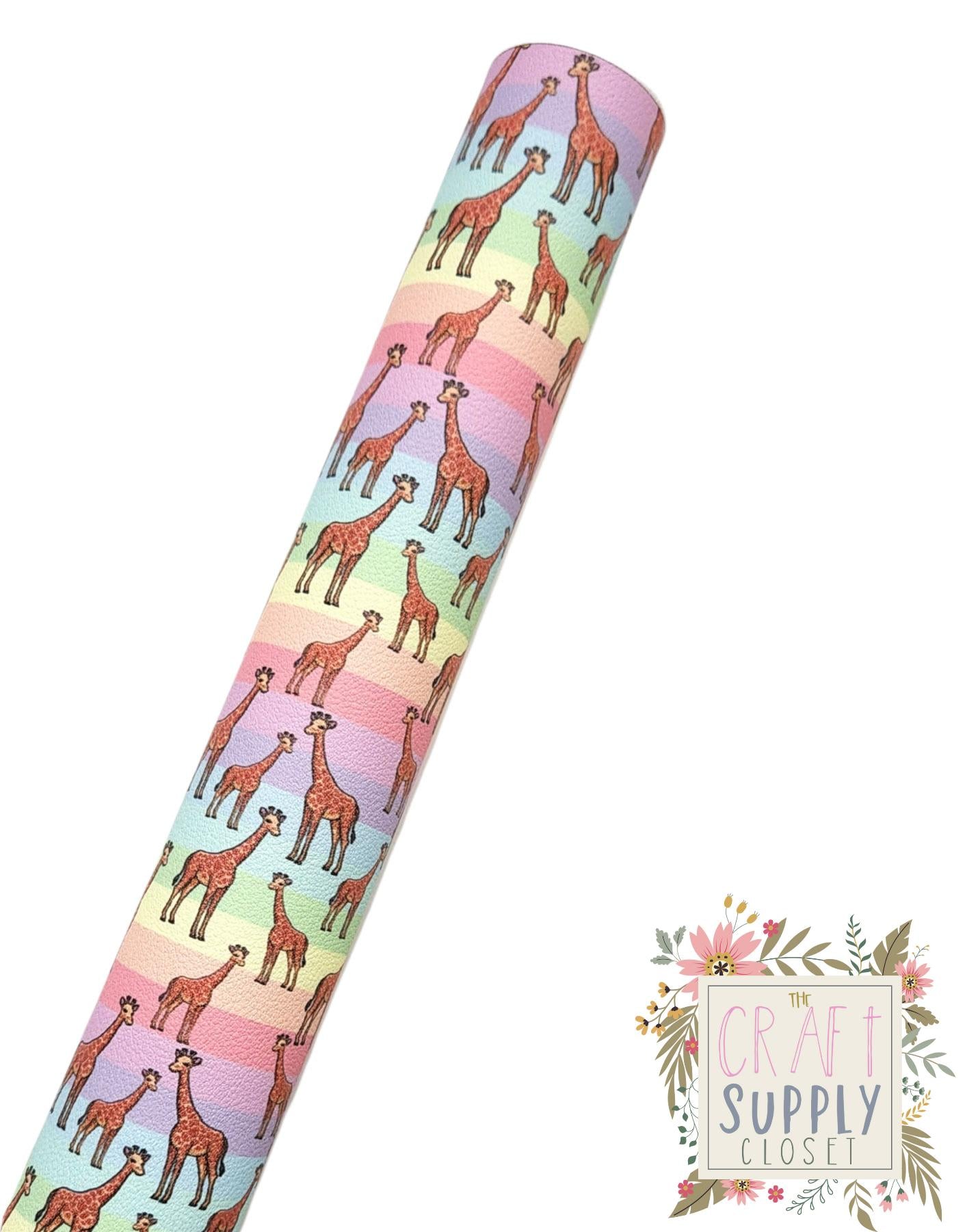Rainbow Giraffe 9x12 faux leather sheet