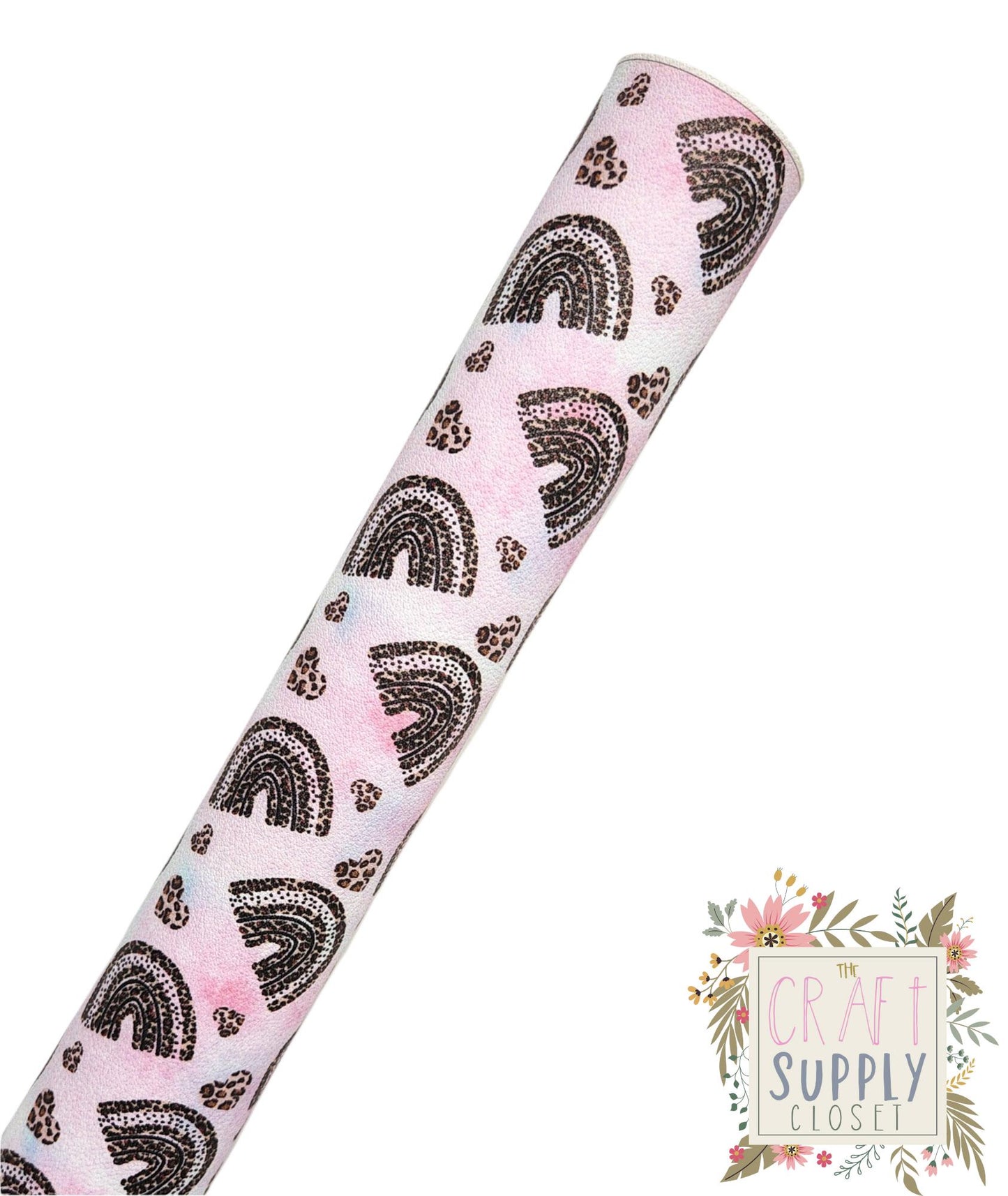 Leopard Print Rainbows 9x12 faux leather sheet