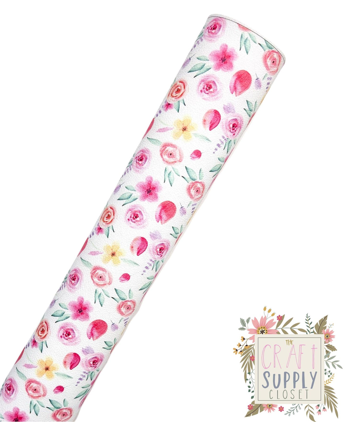 Small Pink and Yellow Flowers 9x12 faux leather sheet