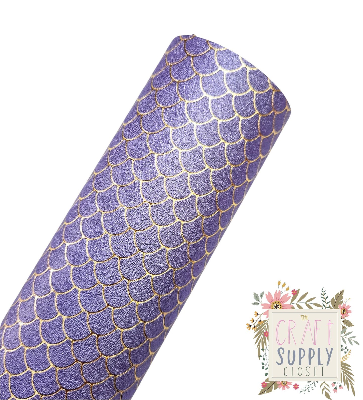 Lavender Gold Foil Mermaid Scales 9x12 faux leather sheet