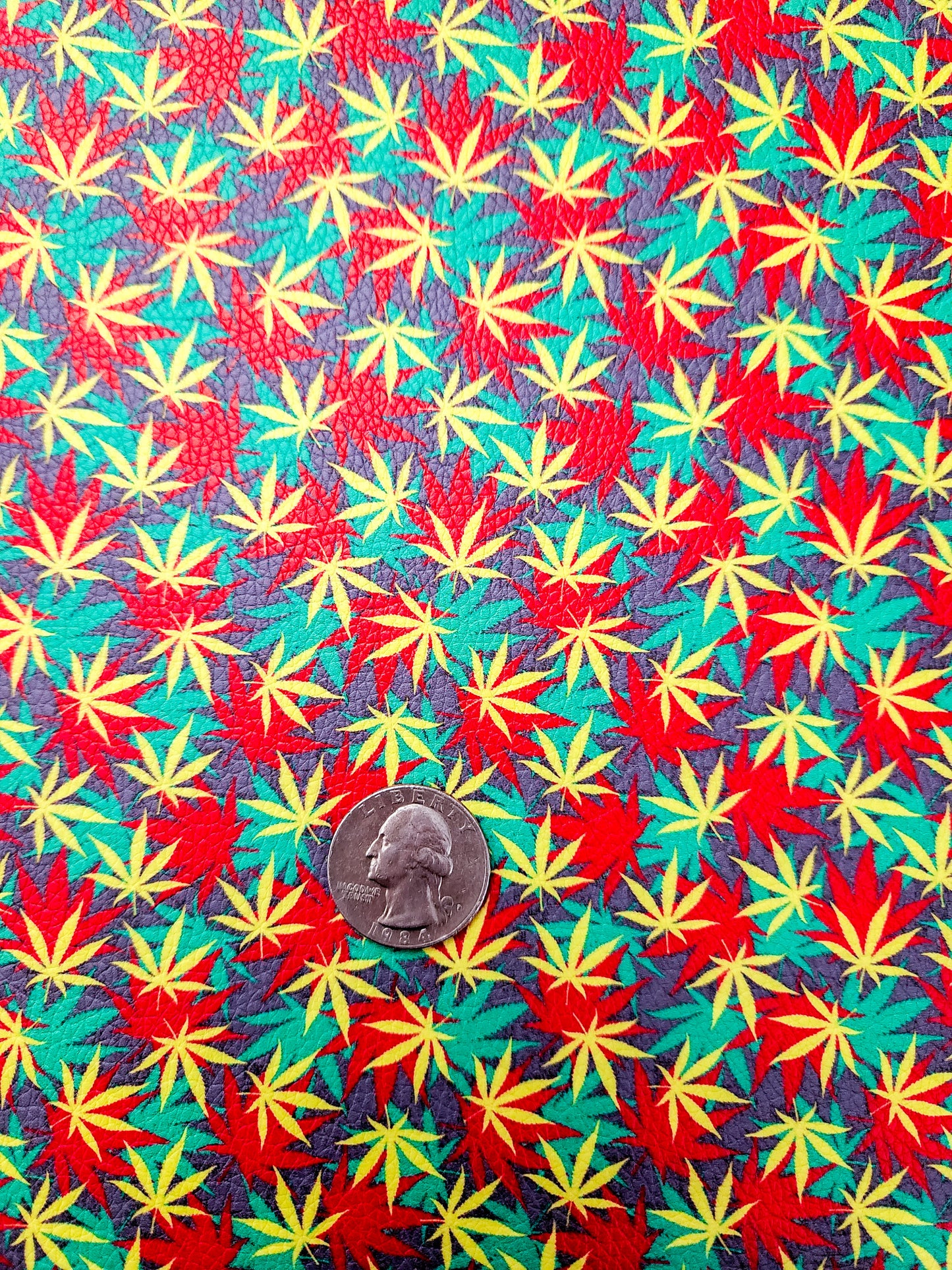 Red Green Yellow Marijuana 9x12 faux leather sheet